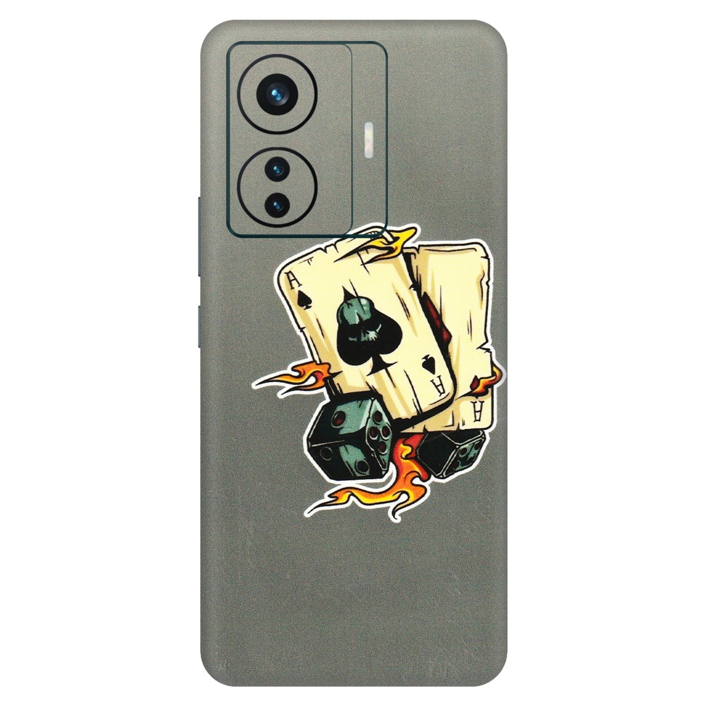 VIVO Z/V/X/T/U/S Series Phone Skins (All Models) - Grey Cards Of Ace - 3D Embossed Finish (L-77) Vivo T1 Pro (5G)