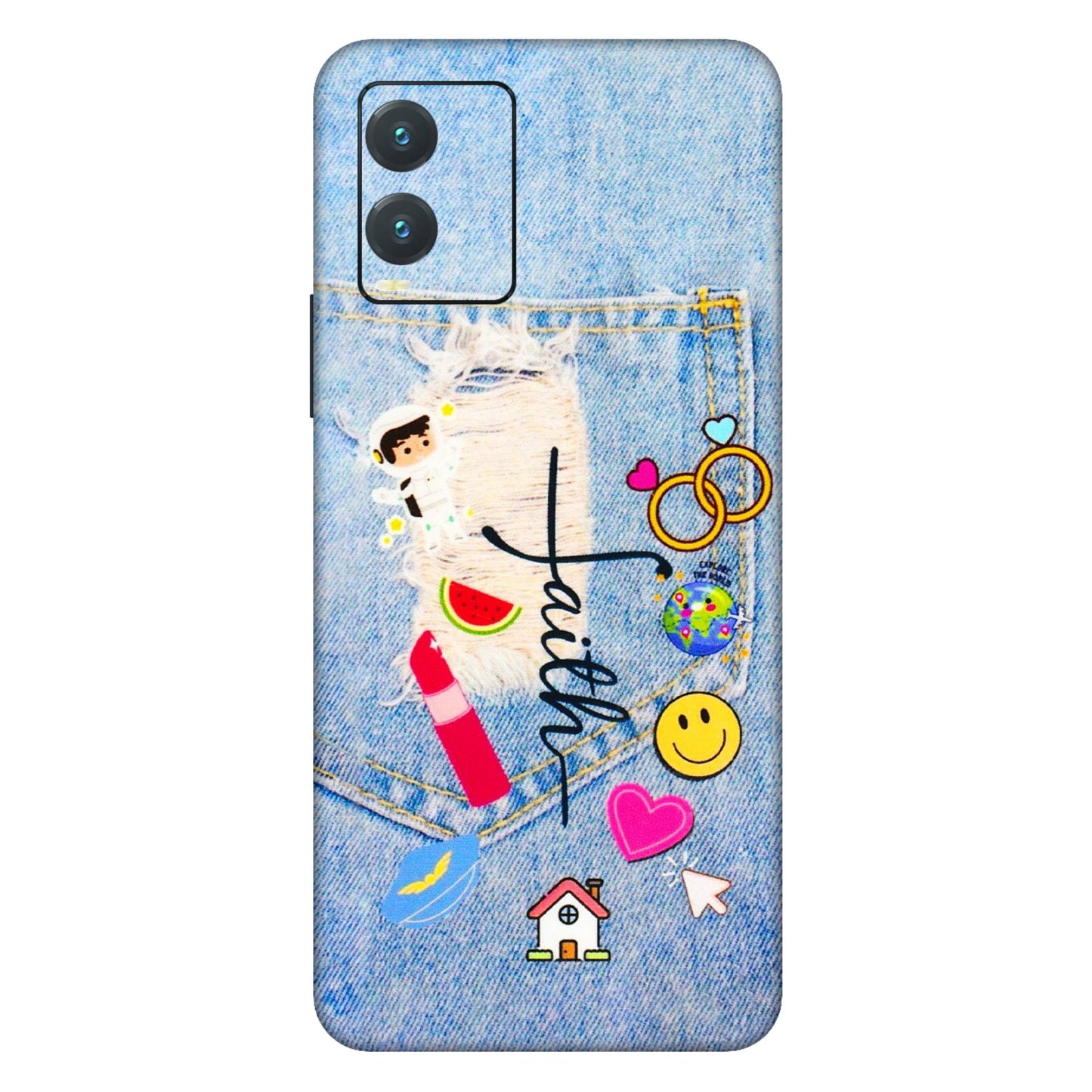 VIVO Z/V/X/T/U/S Series Phone Skins (All Models) - Denim Jeans Pocket - 3D Embossed Finish (L-134) Vivo T1X