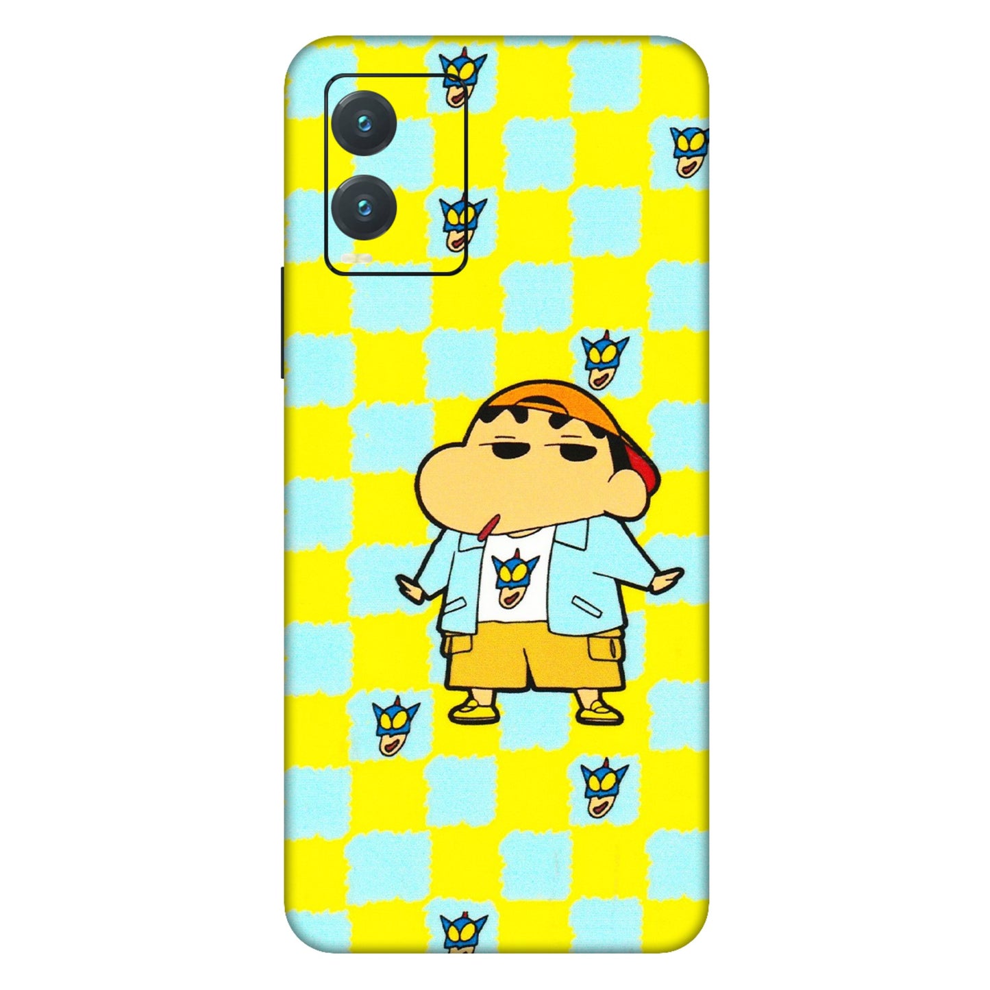 VIVO Z/V/X/T/U/S Series Phone Skins (All Models) - Yellow Blue Shinchan Cute - 3D Embossed Finish (L-221) Vivo T1X