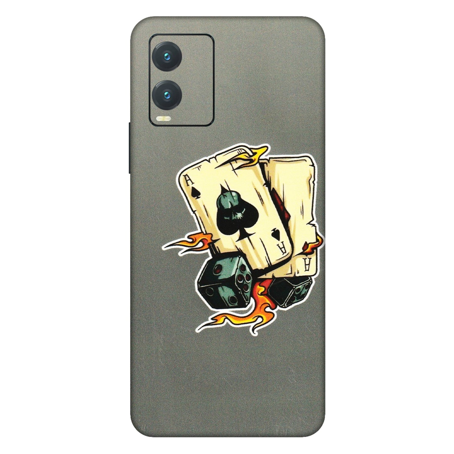 VIVO Z/V/X/T/U/S Series Phone Skins (All Models) - Grey Cards Of Ace - 3D Embossed Finish (L-77) Vivo T1X