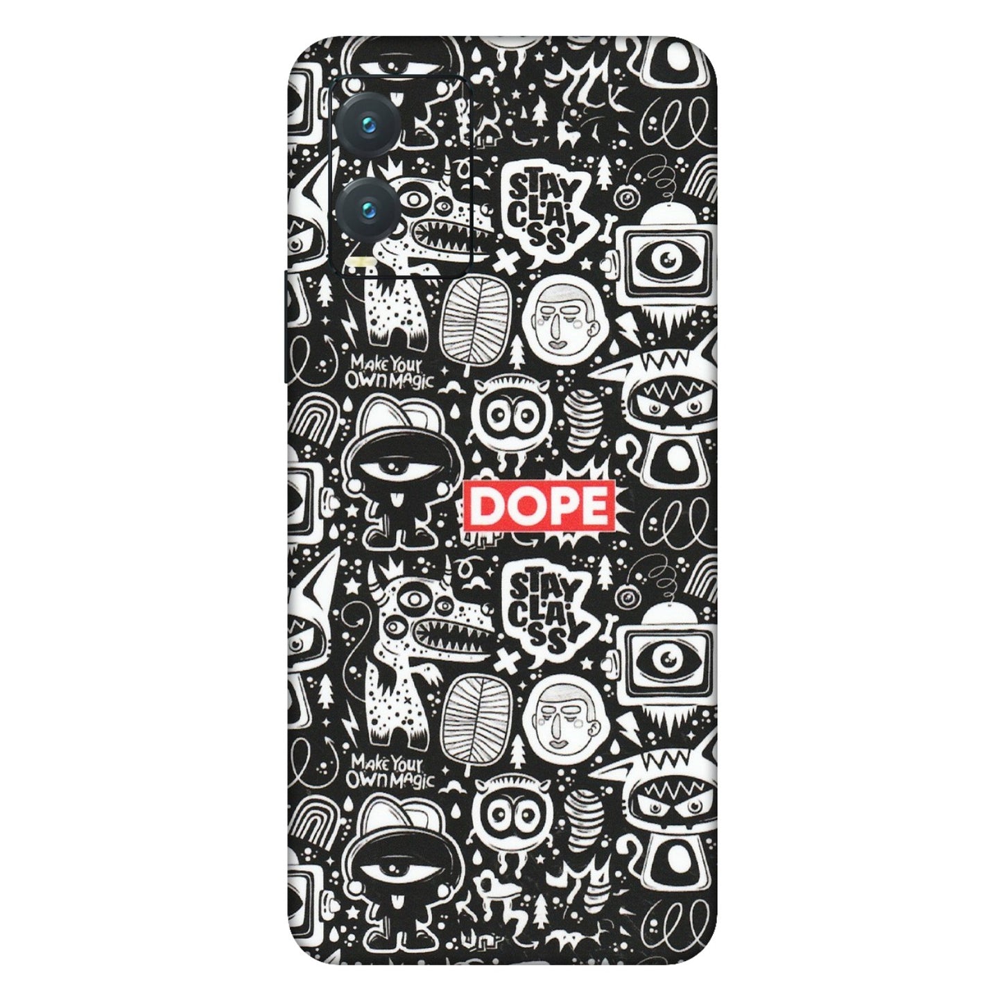VIVO Z/V/X/T/U/S Series Phone Skins (All Models) - Dope Stay Classy Black Doodles - Matte Finish (M-126) Vivo T1X