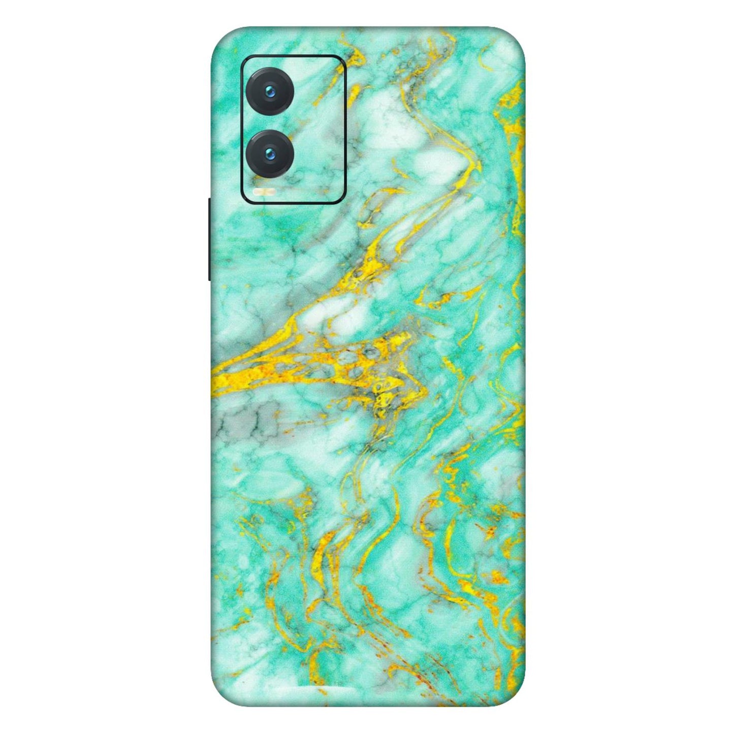 VIVO Z/V/X/T/U/S Series Phone Skins (All Models) - Green And Gold Marble Feel - Matte Finish (M-16) Vivo T1X
