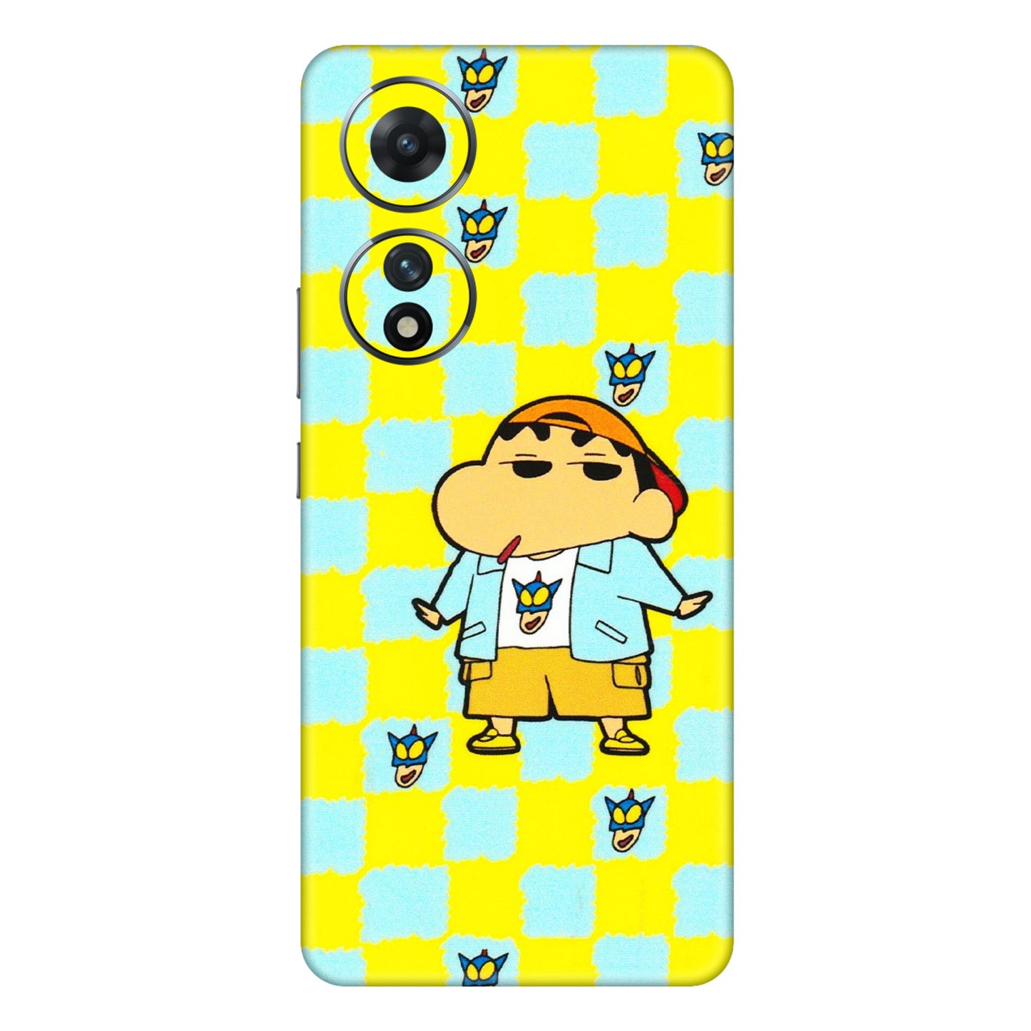 VIVO Z/V/X/T/U/S Series Phone Skins (All Models) - Yellow Blue Shinchan Cute - 3D Embossed Finish (L-221) Vivo T2 (5G)