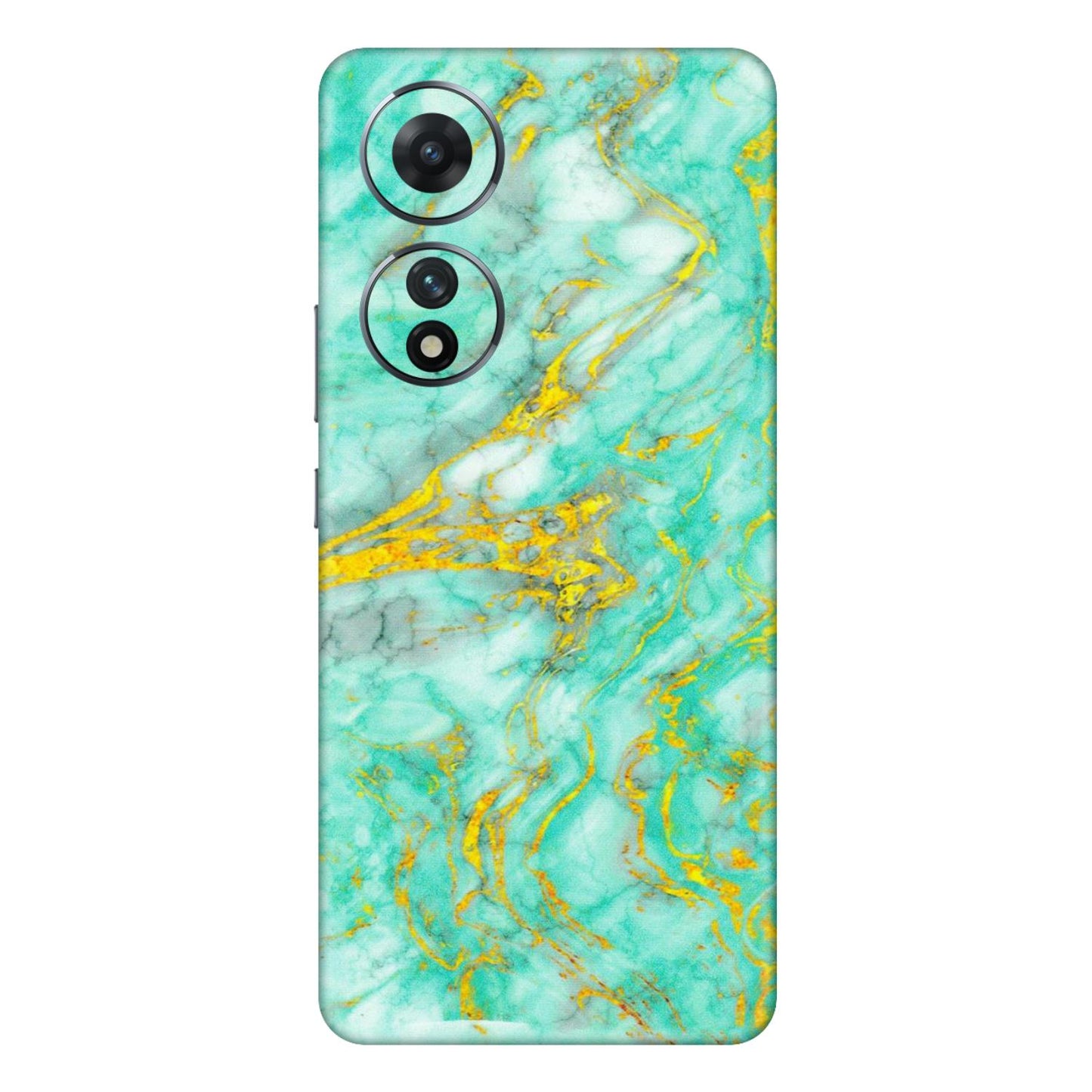 VIVO Z/V/X/T/U/S Series Phone Skins (All Models) - Green And Gold Marble Feel - Matte Finish (M-16) Vivo T2 (5G)