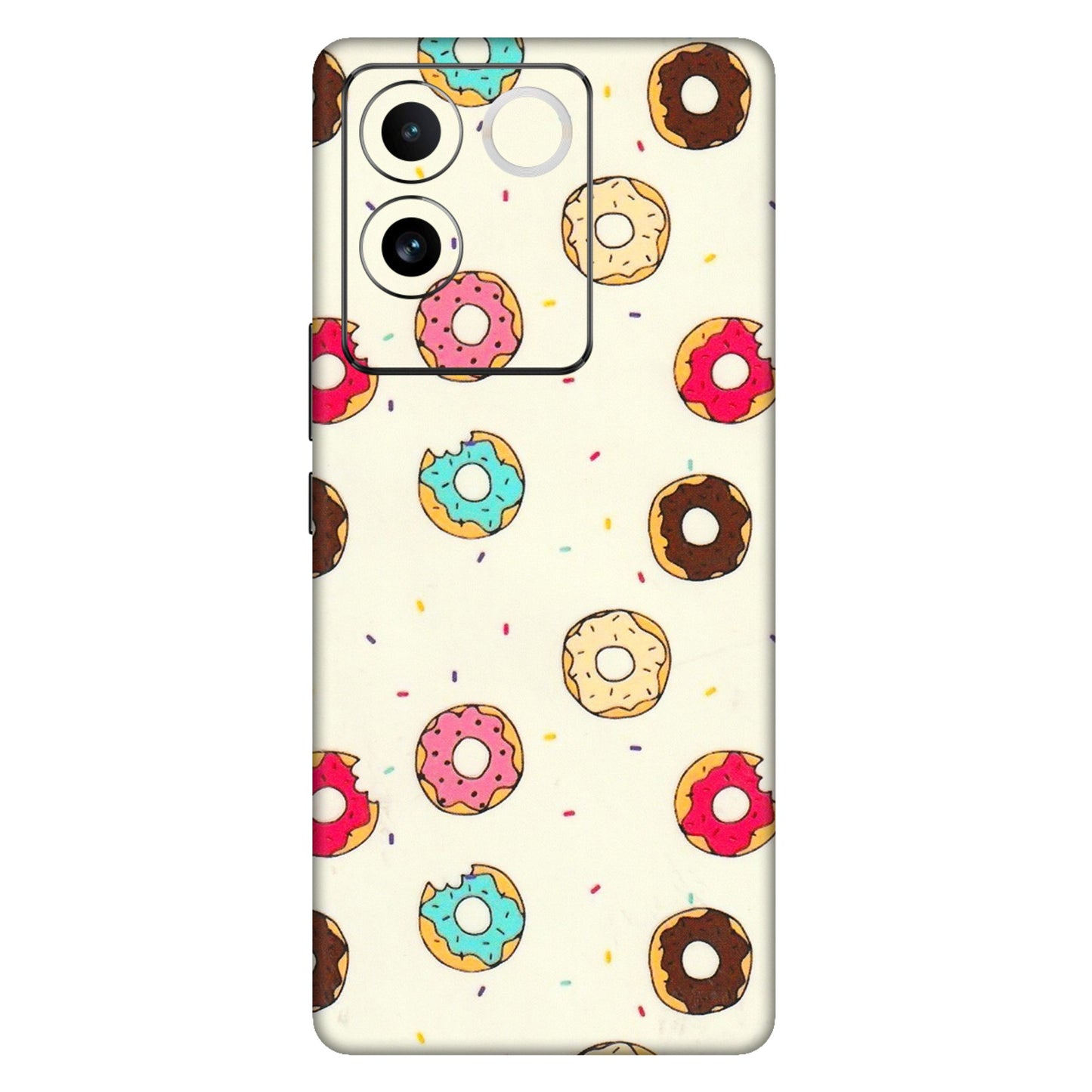 VIVO Z/V/X/T/U/S Series Phone Skins (All Models) - Mini Donuts Doodle Art - 3D Embossed Finish (L-122) Vivo T2 Pro (5G)