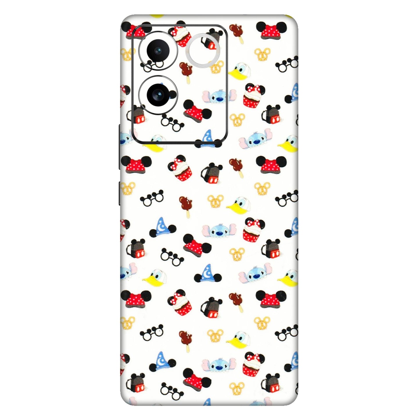 VIVO Z/V/X/T/U/S Series Phone Skins (All Models) - Minnie Mouse & Donald Doodles s - 3D Embossed Finish (L-194) Vivo T2 Pro (5G)