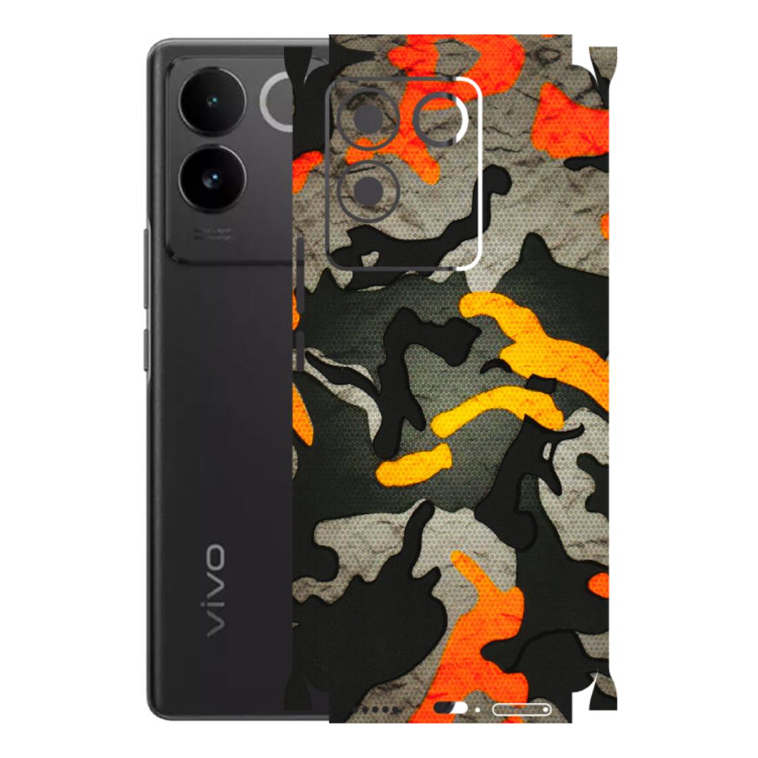 VIVO Z/V/X/T/U/S Series Phone Skins (All Models) - Orange Camouflage - 3D Embossed Finish (L-204) Vivo T2 Pro (5G)