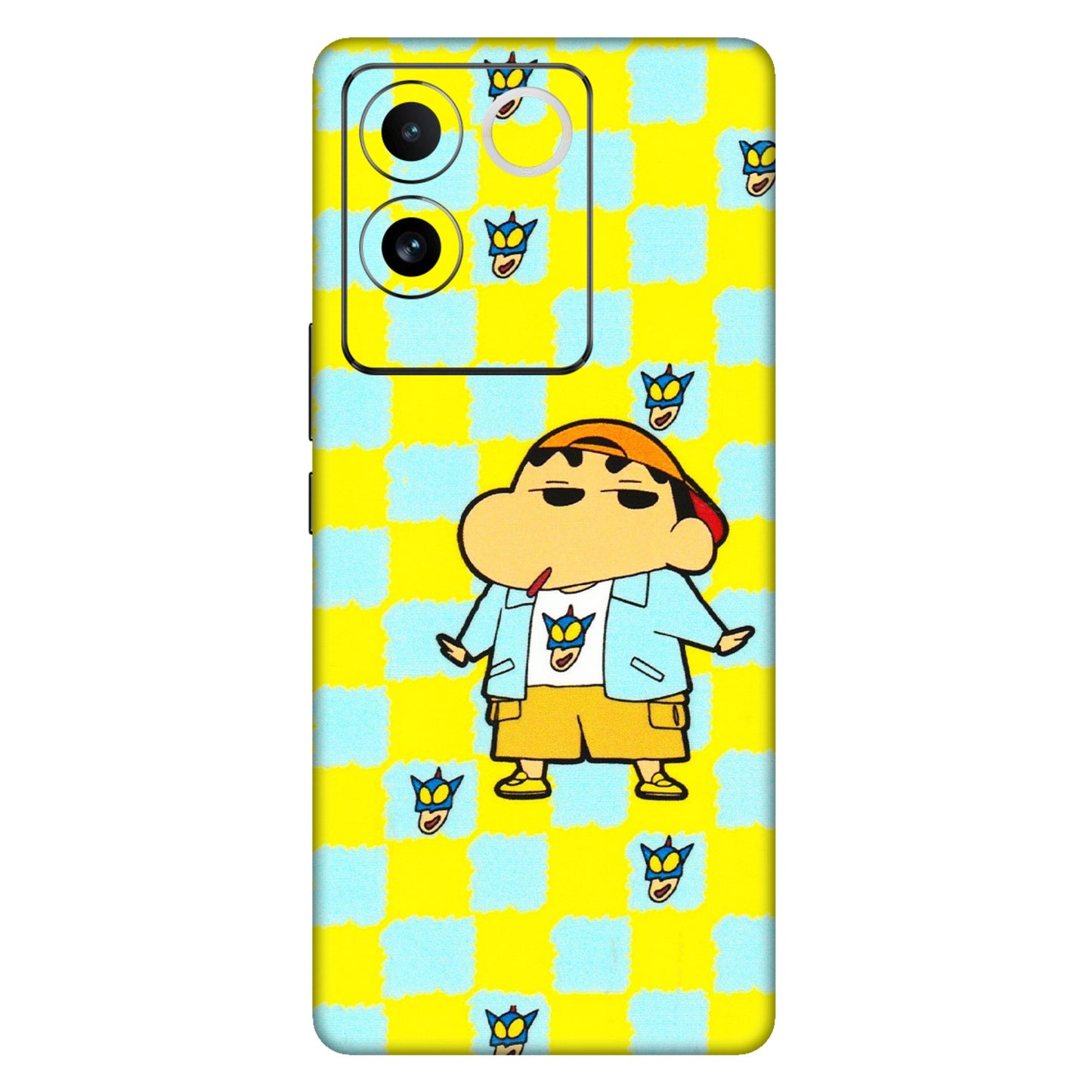 VIVO Z/V/X/T/U/S Series Phone Skins (All Models) - Yellow Blue Shinchan Cute - 3D Embossed Finish (L-221) Vivo T2 Pro (5G)