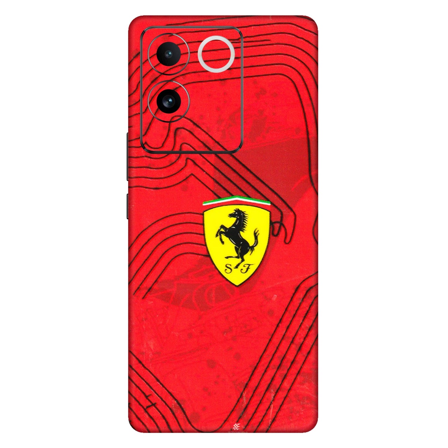 VIVO Z/V/X/T/U/S Series Phone Skins (All Models) - Red Ferrari Logo Stylish - 3D Embossed Finish (L-238) Vivo T2 Pro (5G)