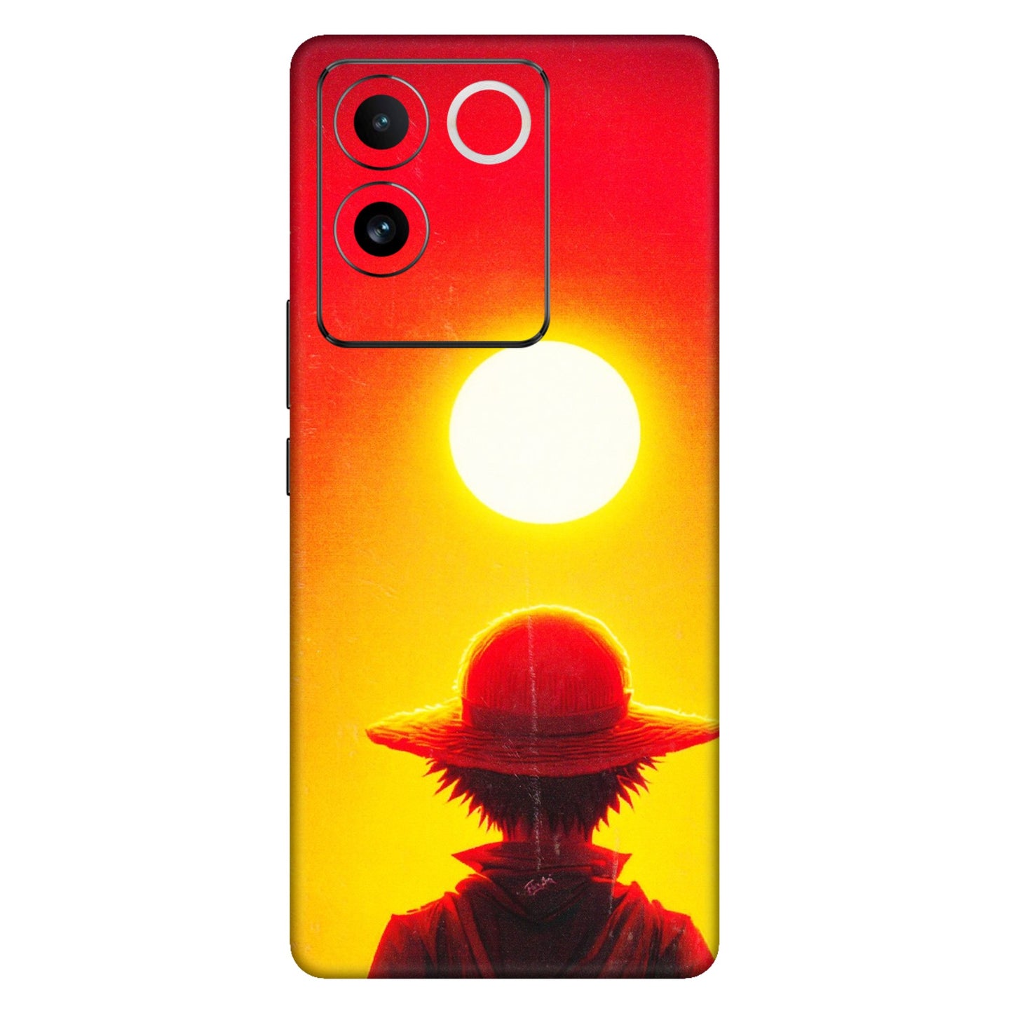 VIVO Z/V/X/T/U/S Series Phone Skins (All Models) - Cool Sunset With Monkey D.Luffy Anime - 3D Embossed Finish (L-329) Vivo T2 Pro (5G)