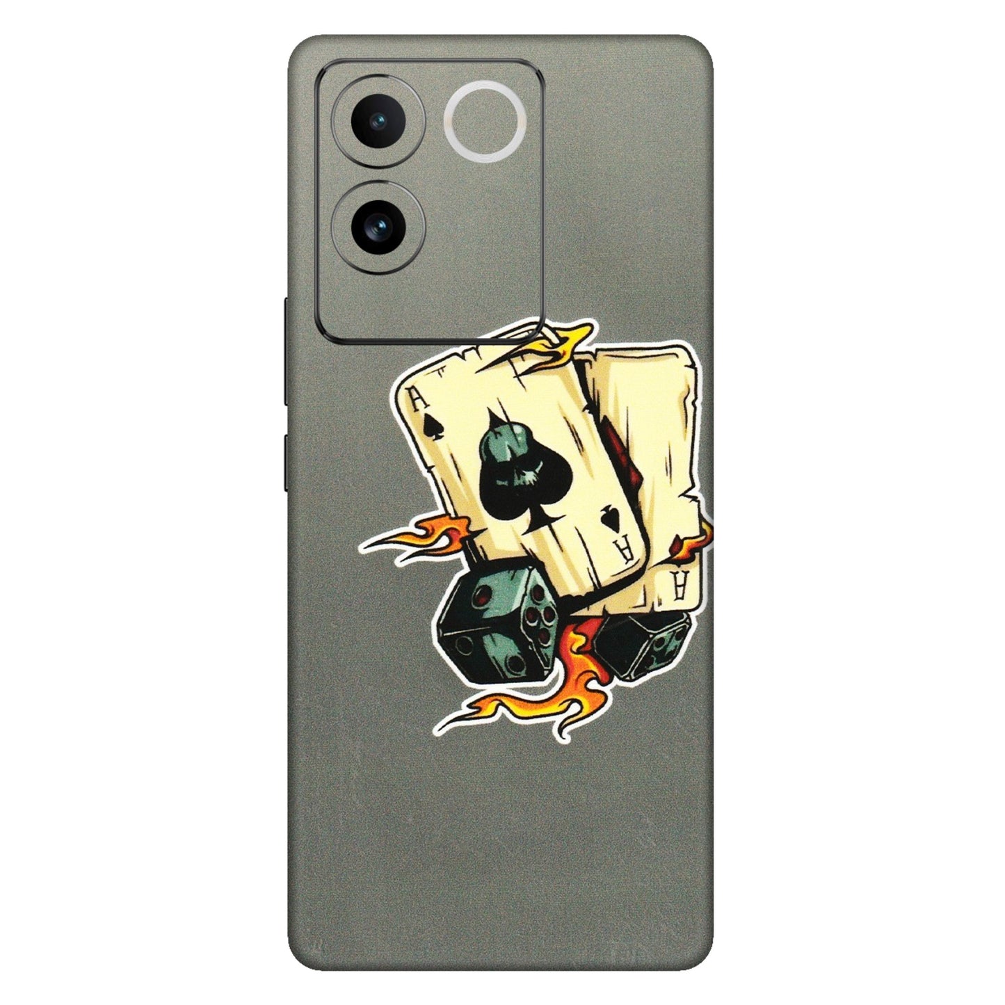 VIVO Z/V/X/T/U/S Series Phone Skins (All Models) - Grey Cards Of Ace - 3D Embossed Finish (L-77) Vivo T2 Pro (5G)