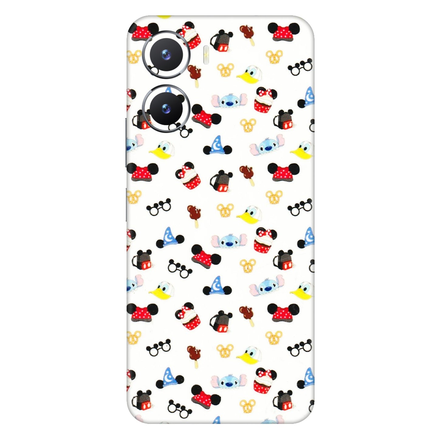 VIVO Z/V/X/T/U/S Series Phone Skins (All Models) - Minnie Mouse & Donald Doodles s - 3D Embossed Finish (L-194) Vivo T2 X (5G)