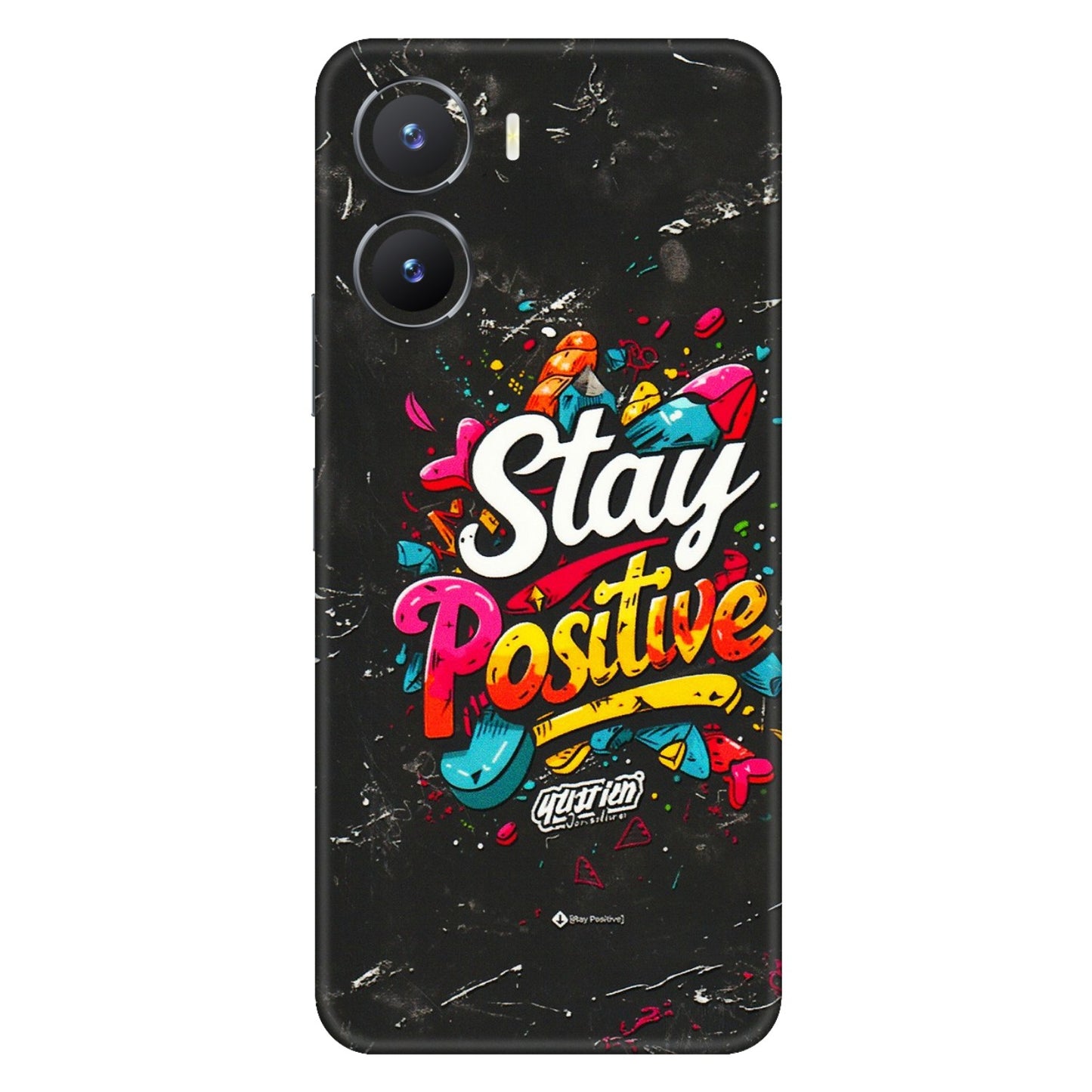 VIVO Z/V/X/T/U/S Series Phone Skins (All Models) - Stay Positive Black - 3D Embossed Finish (L-31) Vivo T2 X (5G)