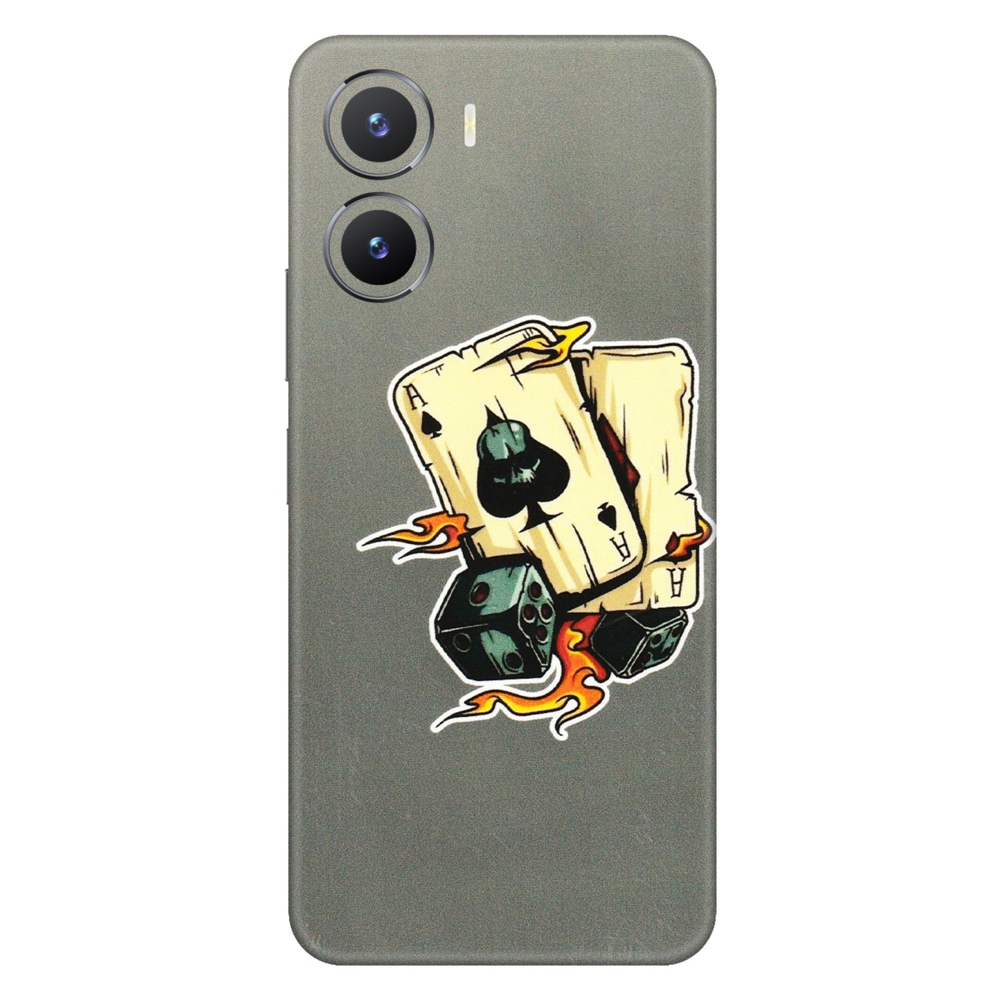 VIVO Z/V/X/T/U/S Series Phone Skins (All Models) - Grey Cards Of Ace - 3D Embossed Finish (L-77) Vivo T2 X (5G)