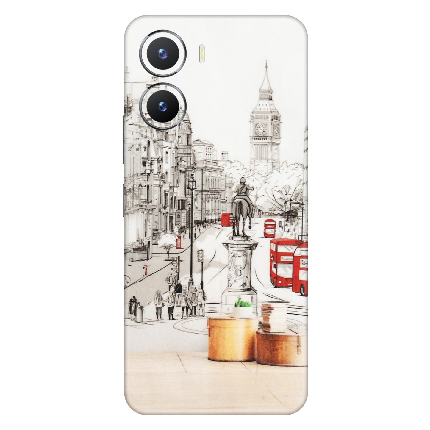 VIVO Z/V/X/T/U/S Series Phone Skins (All Models) - London Street - Transparent Finish (T-02) Vivo T2 X (5G)