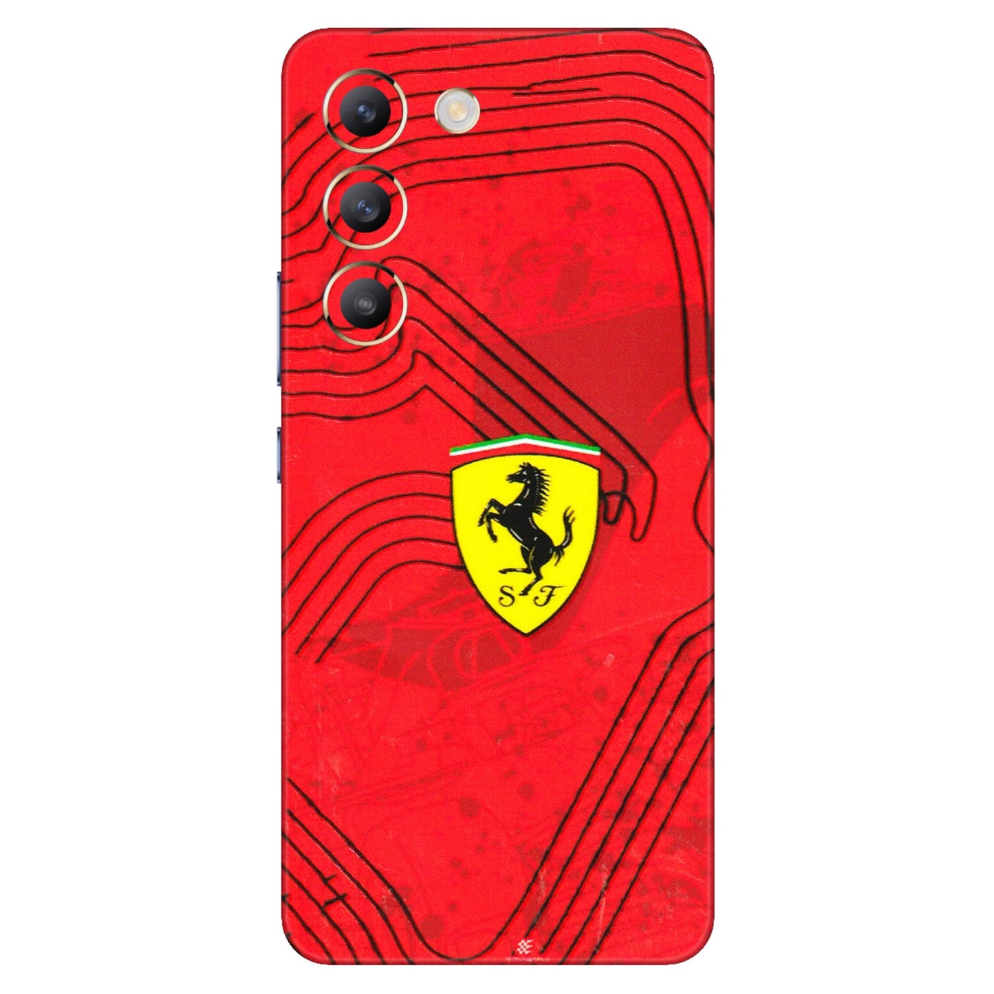 VIVO Z/V/X/T/U/S Series Phone Skins (All Models) - Red Ferrari Logo Stylish - 3D Embossed Finish (L-238) Vivo T3 (5G)