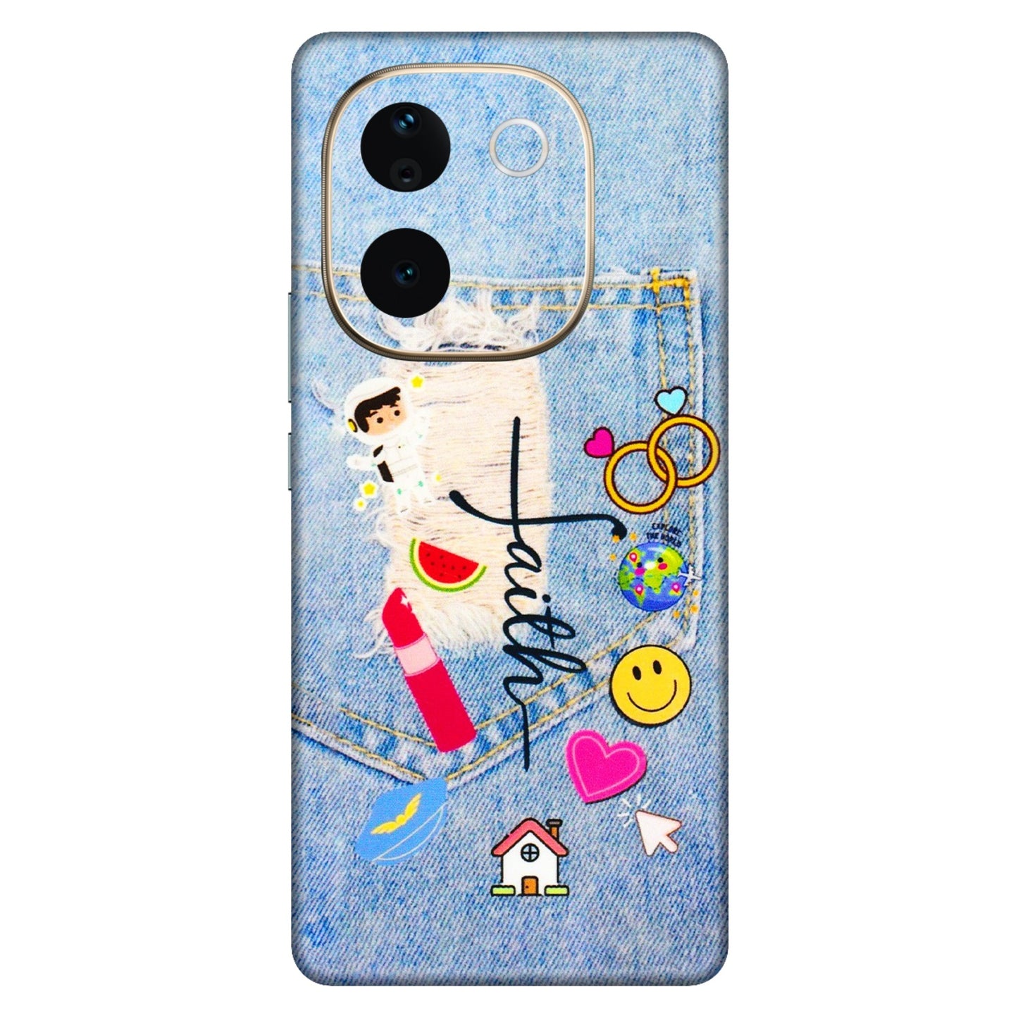 VIVO Z/V/X/T/U/S Series Phone Skins (All Models) - Denim Jeans Pocket - 3D Embossed Finish (L-134) Vivo T3 Pro (5G)