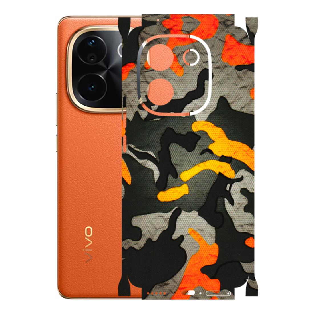 VIVO Z/V/X/T/U/S Series Phone Skins (All Models) - Orange Camouflage - 3D Embossed Finish (L-204) Vivo T3 Pro (5G)