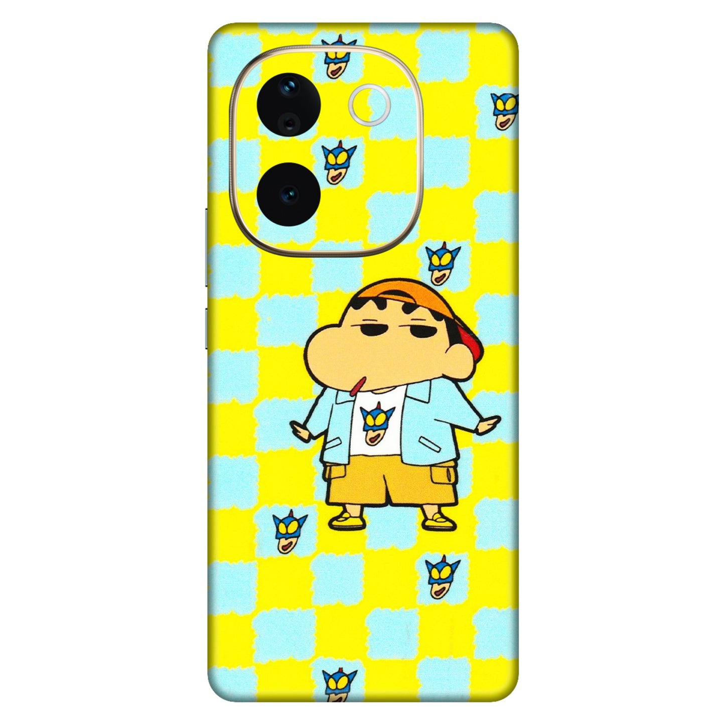 VIVO Z/V/X/T/U/S Series Phone Skins (All Models) - Yellow Blue Shinchan Cute - 3D Embossed Finish (L-221) Vivo T3 Pro (5G)