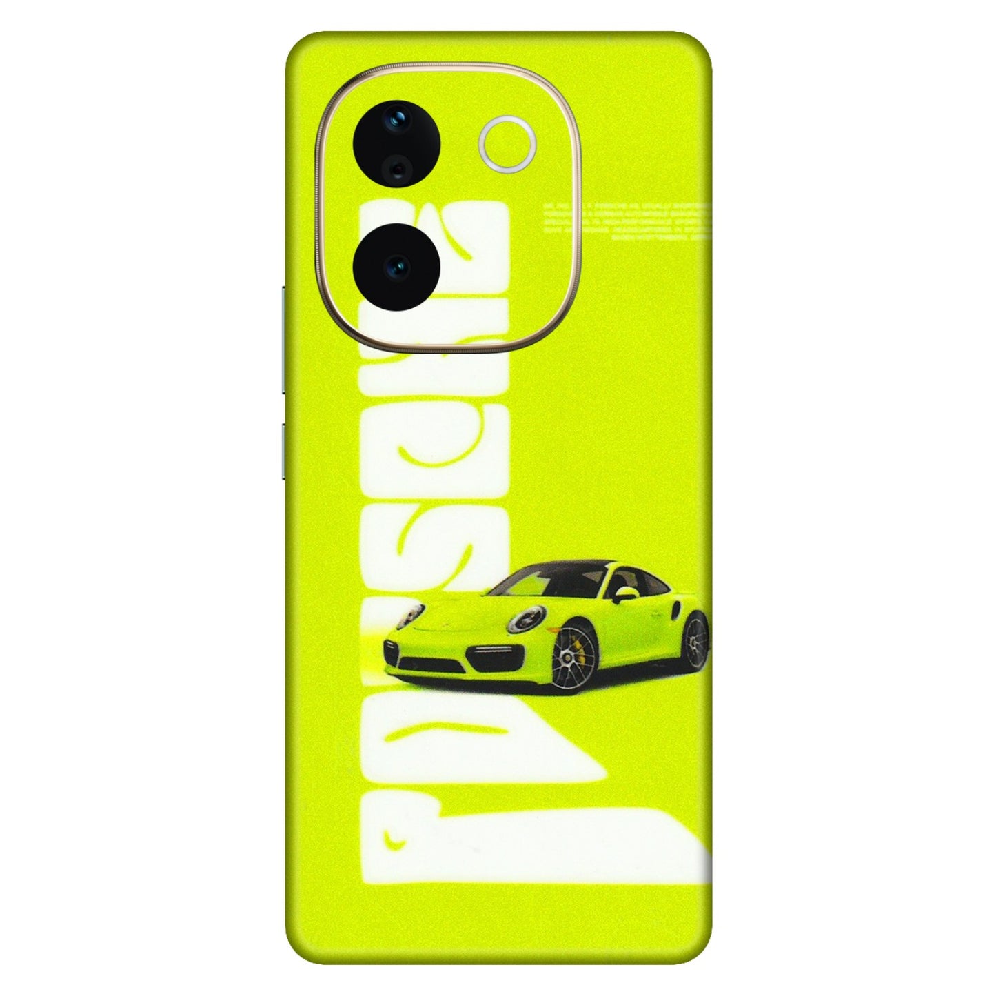 VIVO Z/V/X/T/U/S Series Phone Skins (All Models) - Lime Green Porche - 3D Embossed Finish (L-30) Vivo T3 Pro (5G)