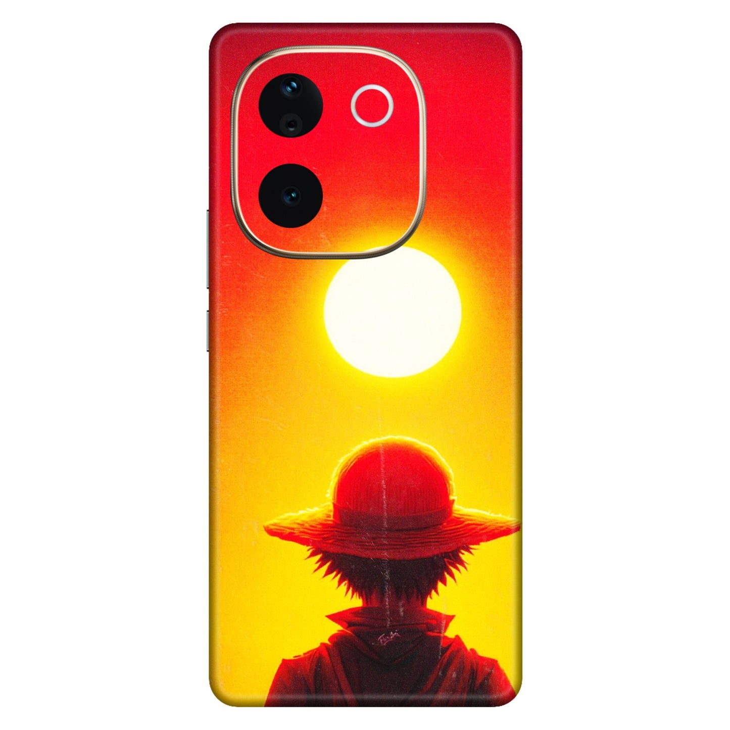 VIVO Z/V/X/T/U/S Series Phone Skins (All Models) - Cool Sunset With Monkey D.Luffy Anime - 3D Embossed Finish (L-329) Vivo T3 Pro (5G)
