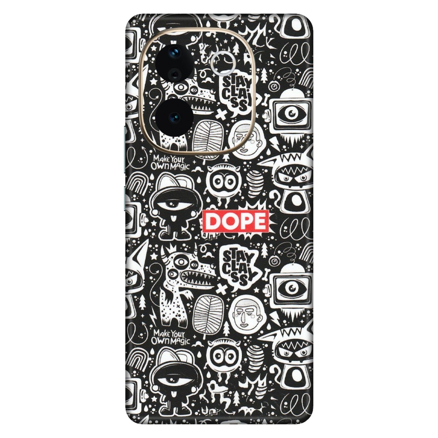 VIVO Z/V/X/T/U/S Series Phone Skins (All Models) - Dope Stay Classy Black Doodles - Matte Finish (M-126) Vivo T3 Pro (5G)