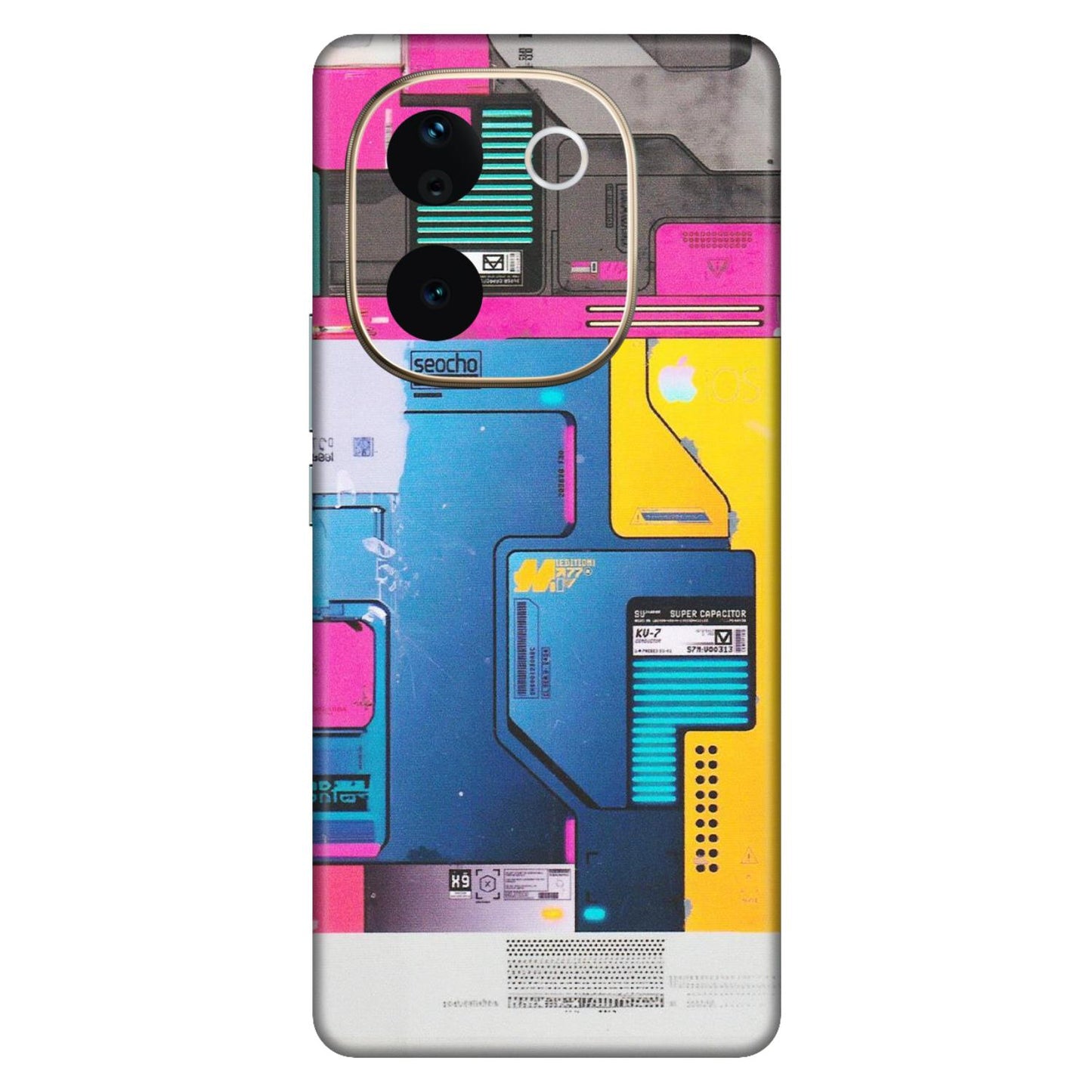 VIVO Z/V/X/T/U/S Series Phone Skins (All Models) - Colourfull Motherboard Internals - Matte Finish (M-55) Vivo T3 Pro (5G)