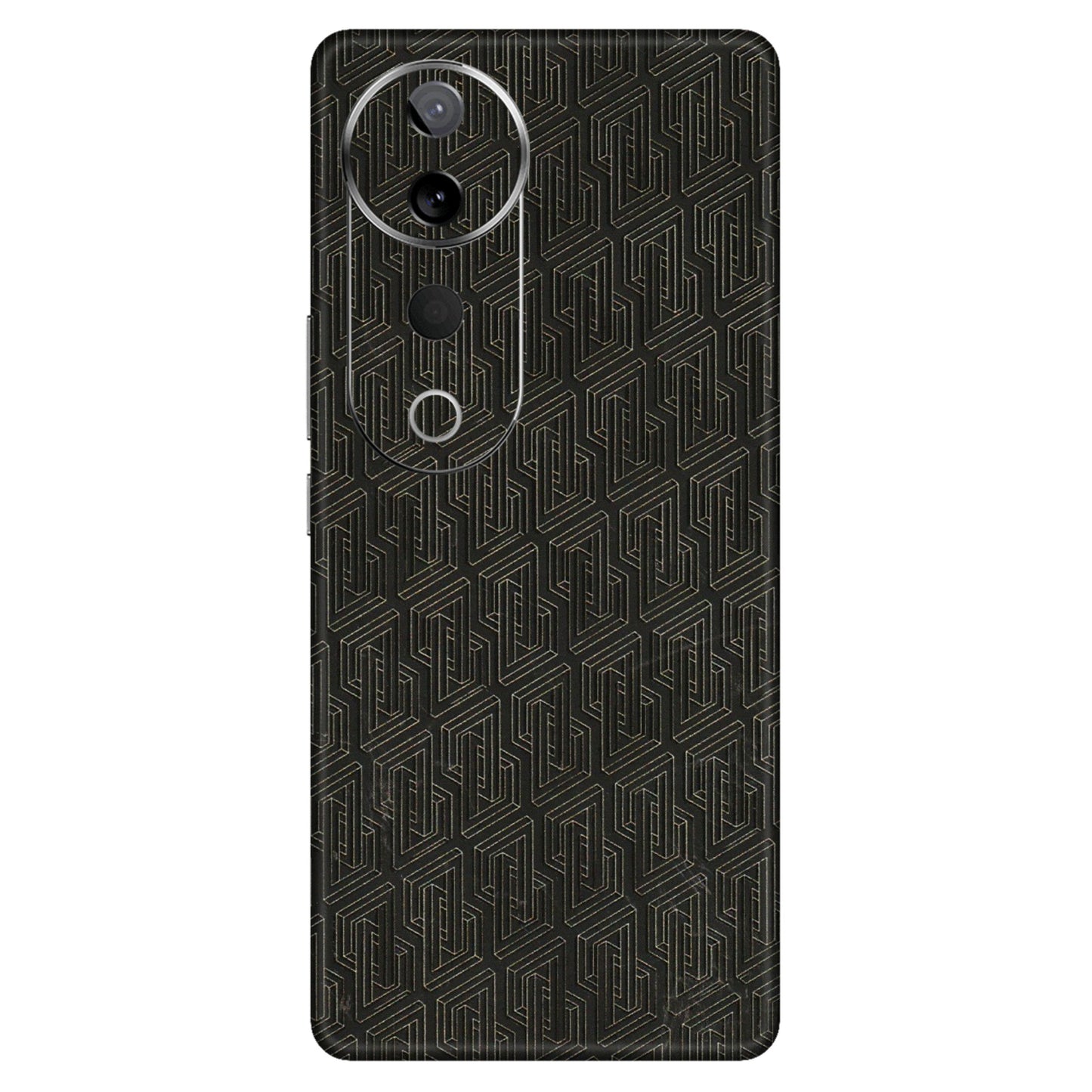 VIVO Z/V/X/T/U/S Series Phone Skins (All Models) - Black Abstract Pattern - 3D Embossed Finish (L-117) Vivo T3 Ultra (5G)