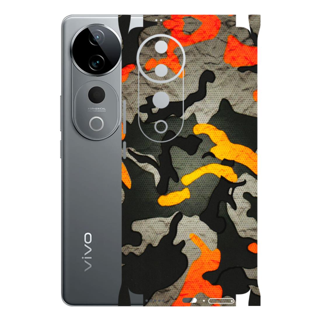 VIVO Z/V/X/T/U/S Series Phone Skins (All Models) - Orange Camouflage - 3D Embossed Finish (L-204) Vivo T3 Ultra (5G)