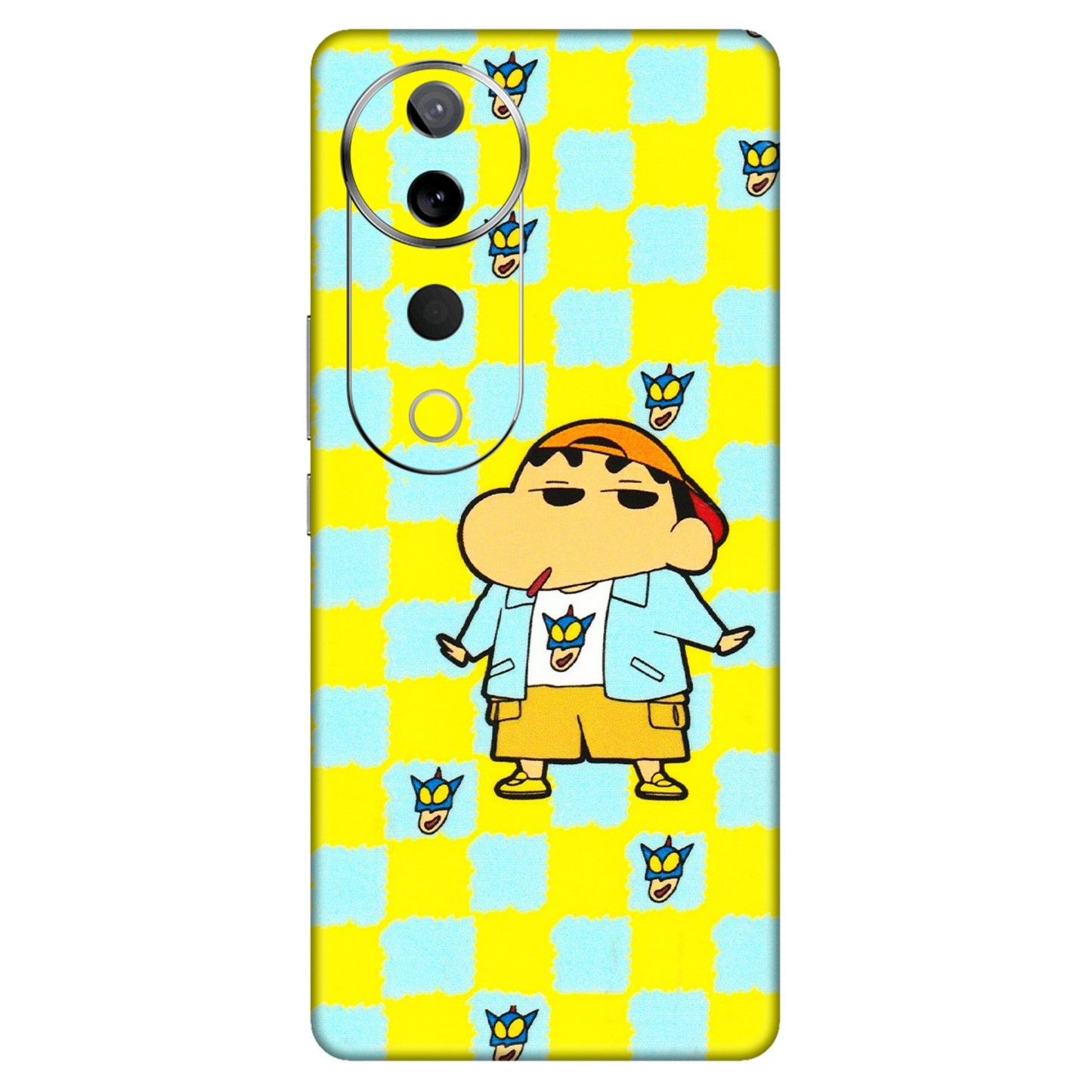 VIVO Z/V/X/T/U/S Series Phone Skins (All Models) - Yellow Blue Shinchan Cute - 3D Embossed Finish (L-221) Vivo T3 Ultra (5G)