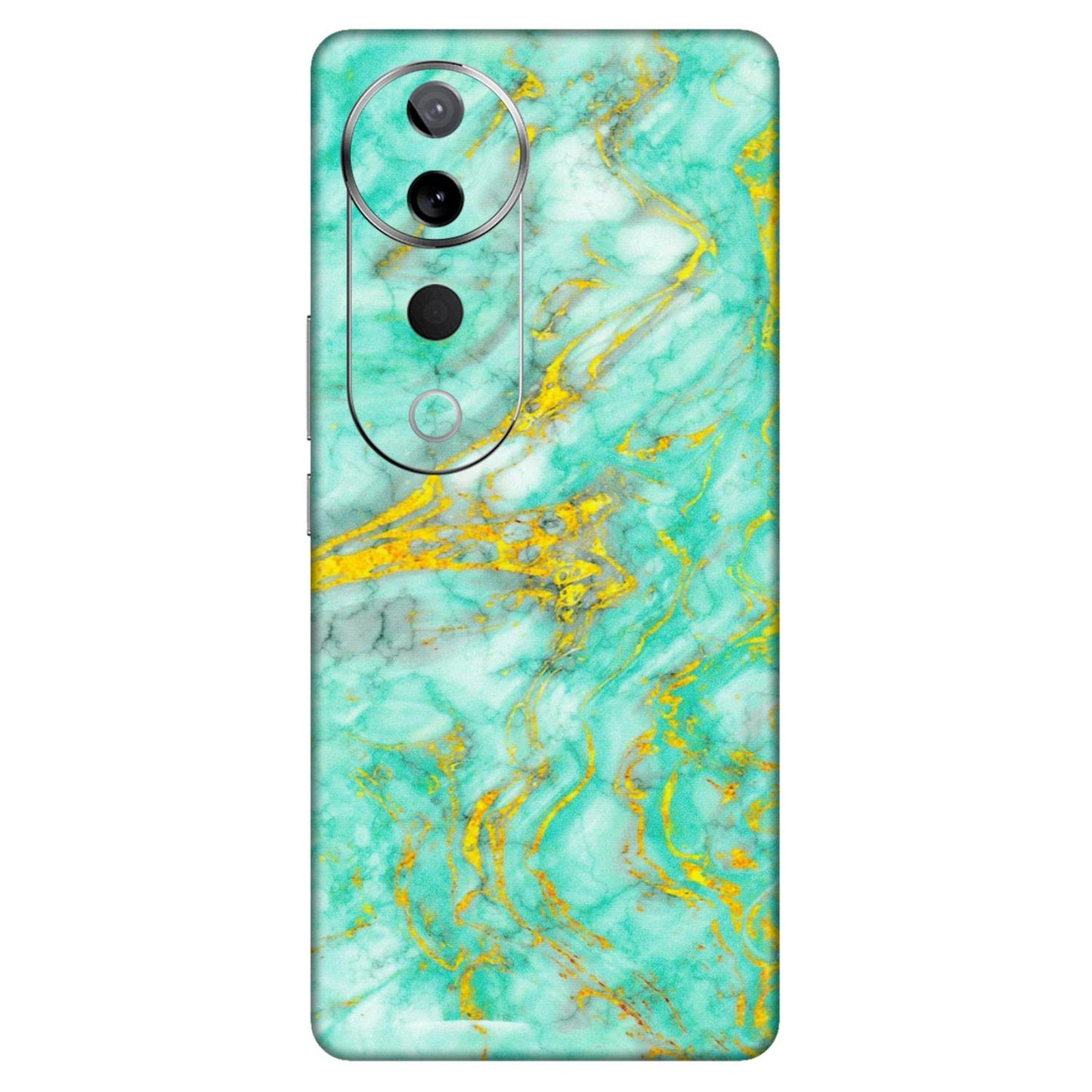VIVO Z/V/X/T/U/S Series Phone Skins (All Models) - Green And Gold Marble Feel - Matte Finish (M-16) Vivo T3 Ultra (5G)