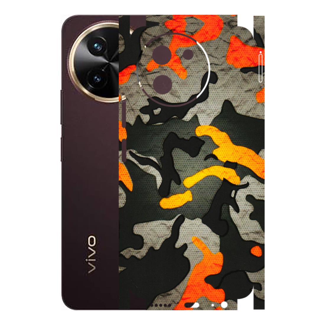 VIVO Z/V/X/T/U/S Series Phone Skins (All Models) - Orange Camouflage - 3D Embossed Finish (L-204) Vivo T3 X (5G)