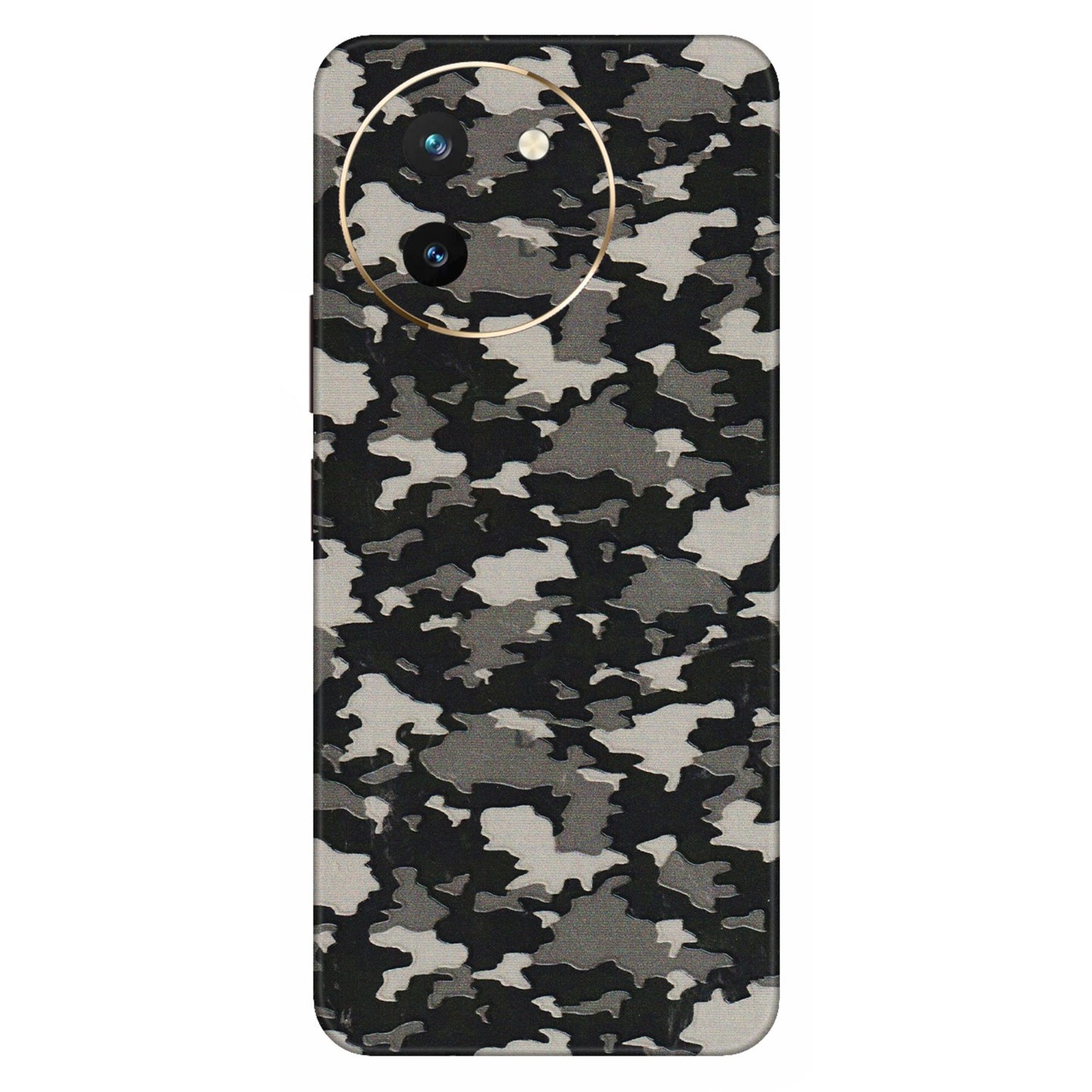 VIVO Z/V/X/T/U/S Series Phone Skins (All Models) - Black/Grey Camoflaunge - 3D Embossed Finish (L-142) Vivo T3 X (5G)