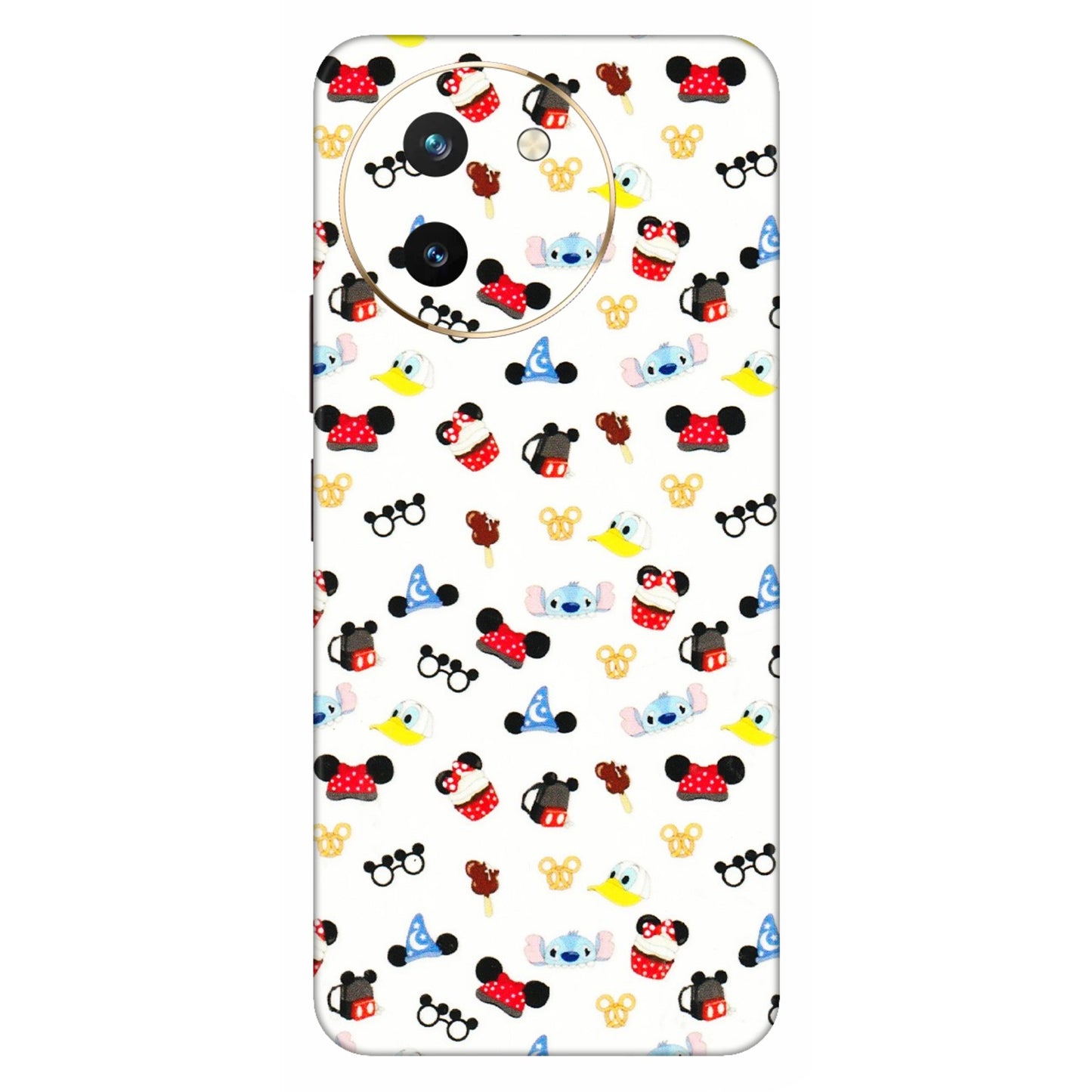 VIVO Z/V/X/T/U/S Series Phone Skins (All Models) - Minnie Mouse & Donald Doodles s - 3D Embossed Finish (L-194) Vivo T3 X (5G)