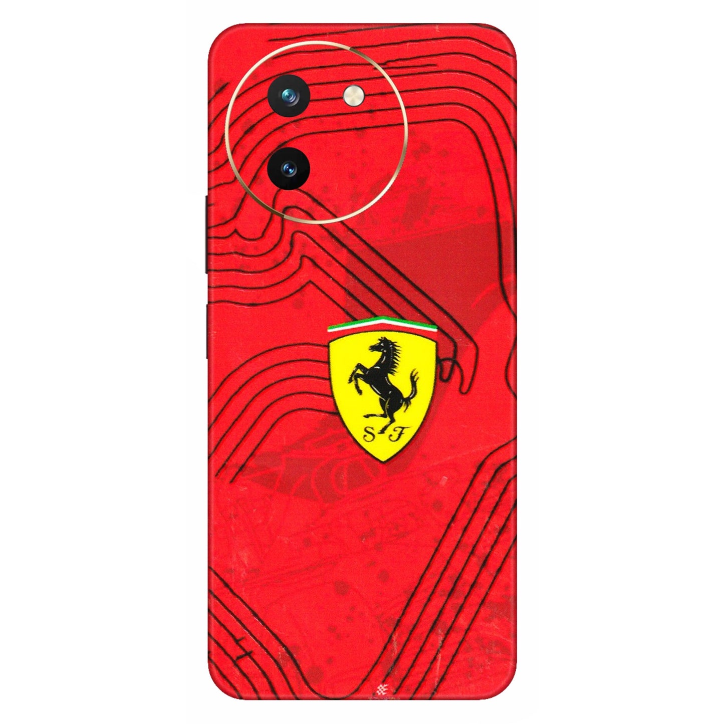 VIVO Z/V/X/T/U/S Series Phone Skins (All Models) - Red Ferrari Logo Stylish - 3D Embossed Finish (L-238) Vivo T3 X (5G)