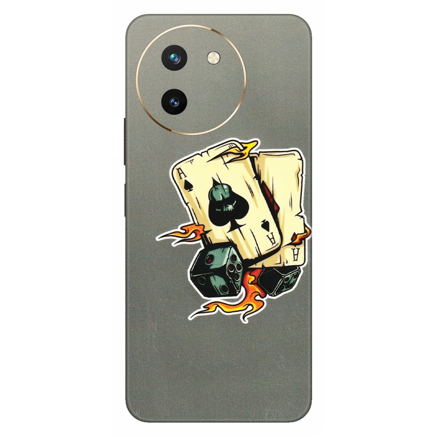 VIVO Z/V/X/T/U/S Series Phone Skins (All Models) - Grey Cards Of Ace - 3D Embossed Finish (L-77) Vivo T3 X (5G)