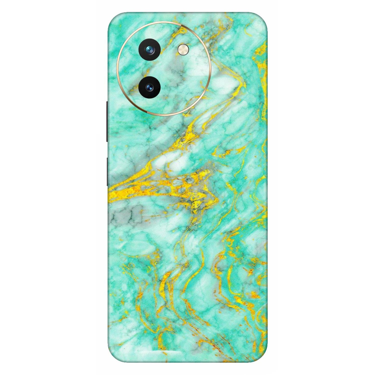 VIVO Z/V/X/T/U/S Series Phone Skins (All Models) - Green And Gold Marble Feel - Matte Finish (M-16) Vivo T3 X (5G)
