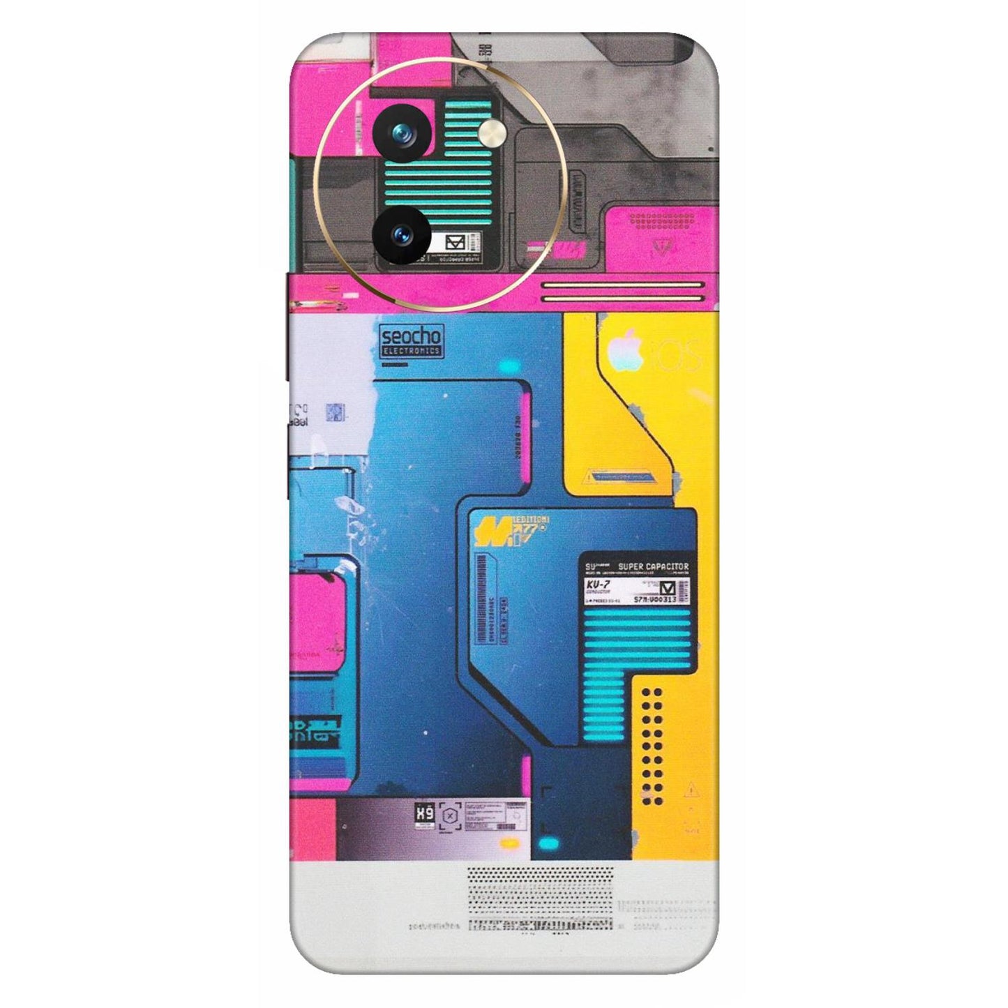VIVO Z/V/X/T/U/S Series Phone Skins (All Models) - Colourfull Motherboard Internals - Matte Finish (M-55) Vivo T3 X (5G)