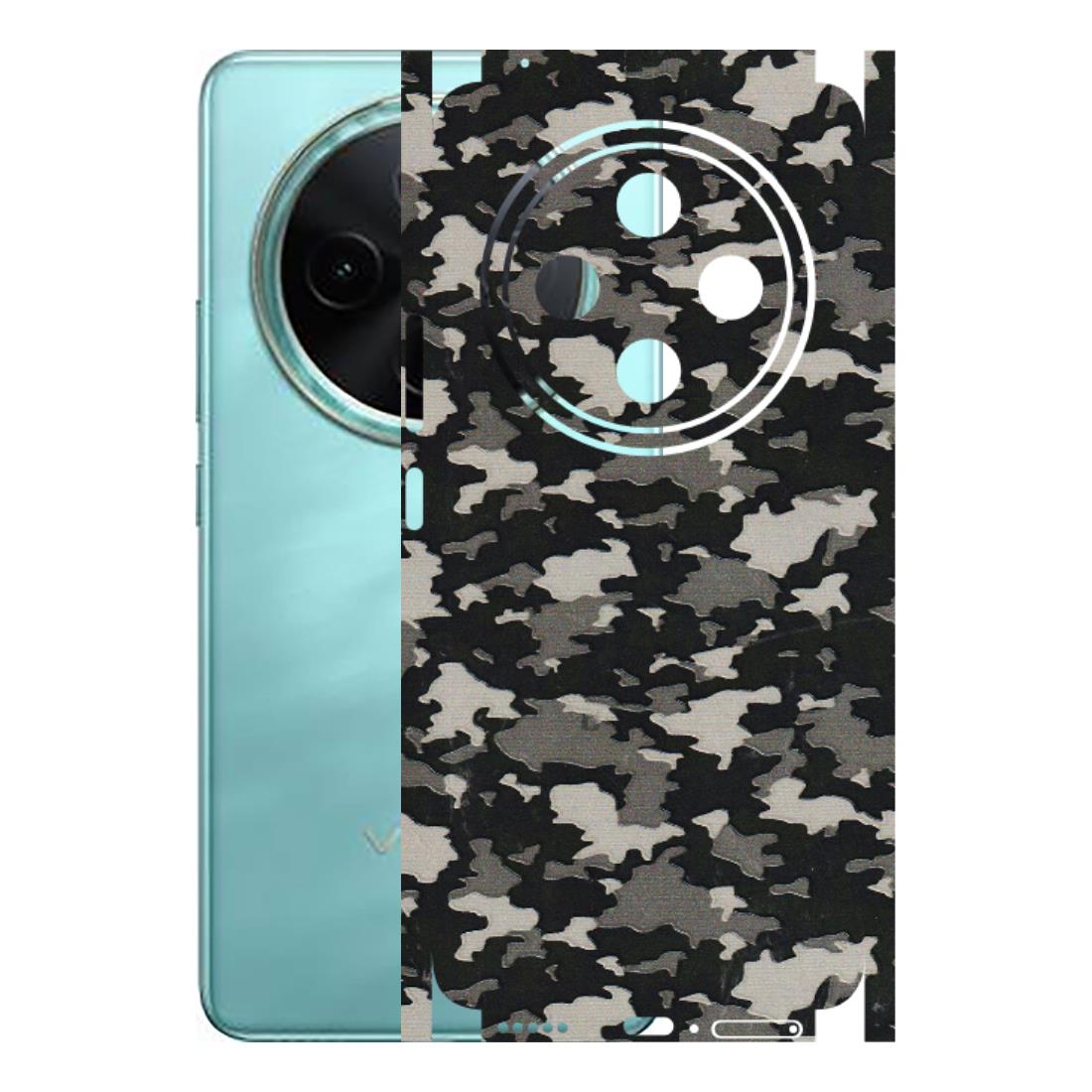VIVO Z/V/X/T/U/S Series Phone Skins (All Models) - Black/Grey Camoflaunge - 3D Embossed Finish (L-142) Vivo T4 5G