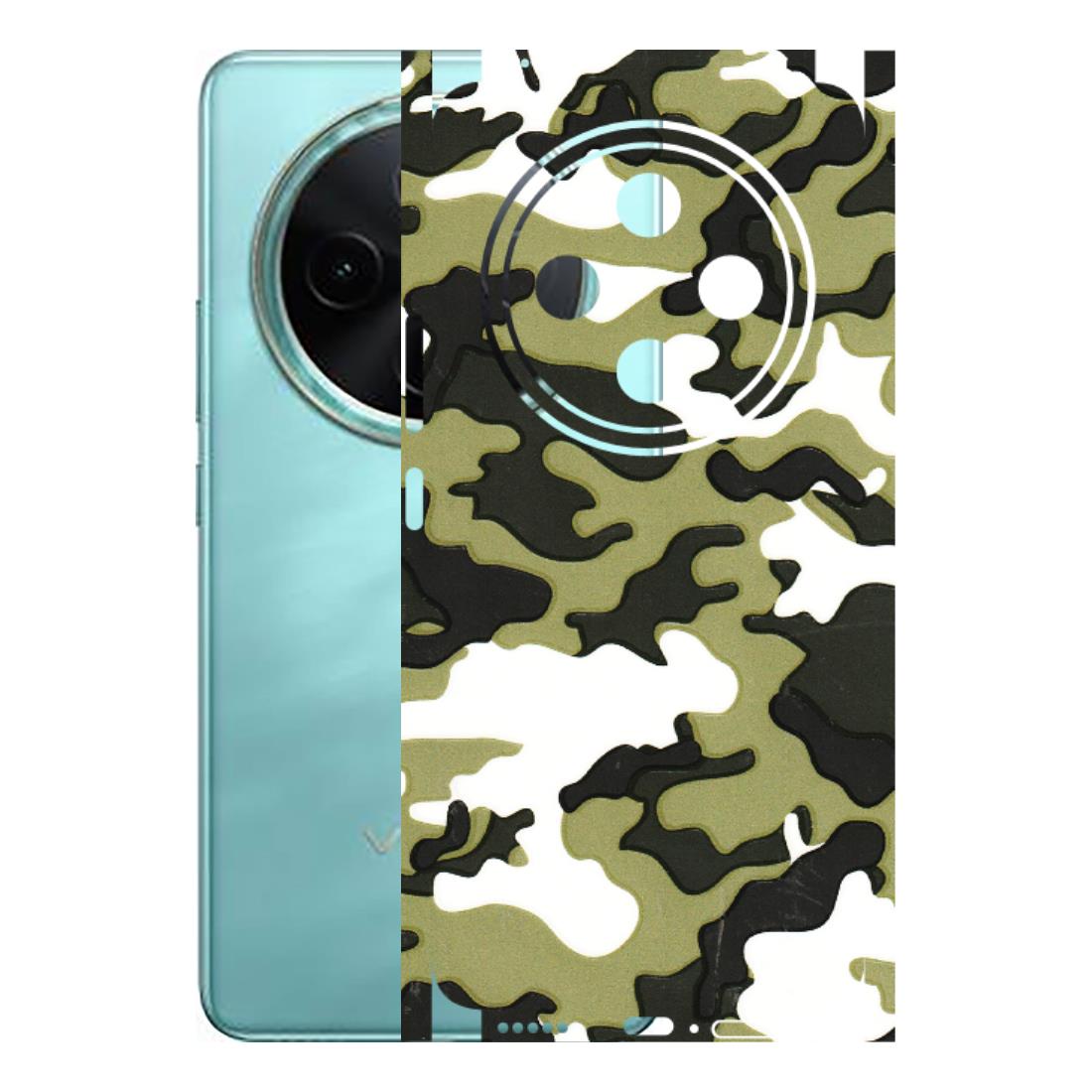 VIVO Z/V/X/T/U/S Series Phone Skins (All Models) - Camouflages White And Green - 3D Embossed Finish (L-243) Vivo T4 5G