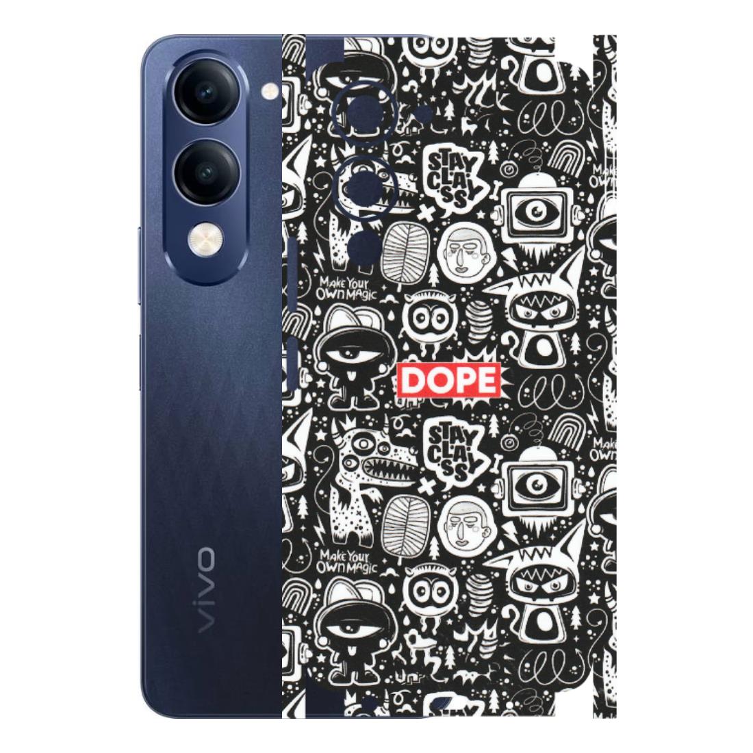 VIVO Z/V/X/T/U/S Series Phone Skins (All Models) - Dope Stay Classy Black Doodles - Matte Finish (M-126) Vivo T4 Lite