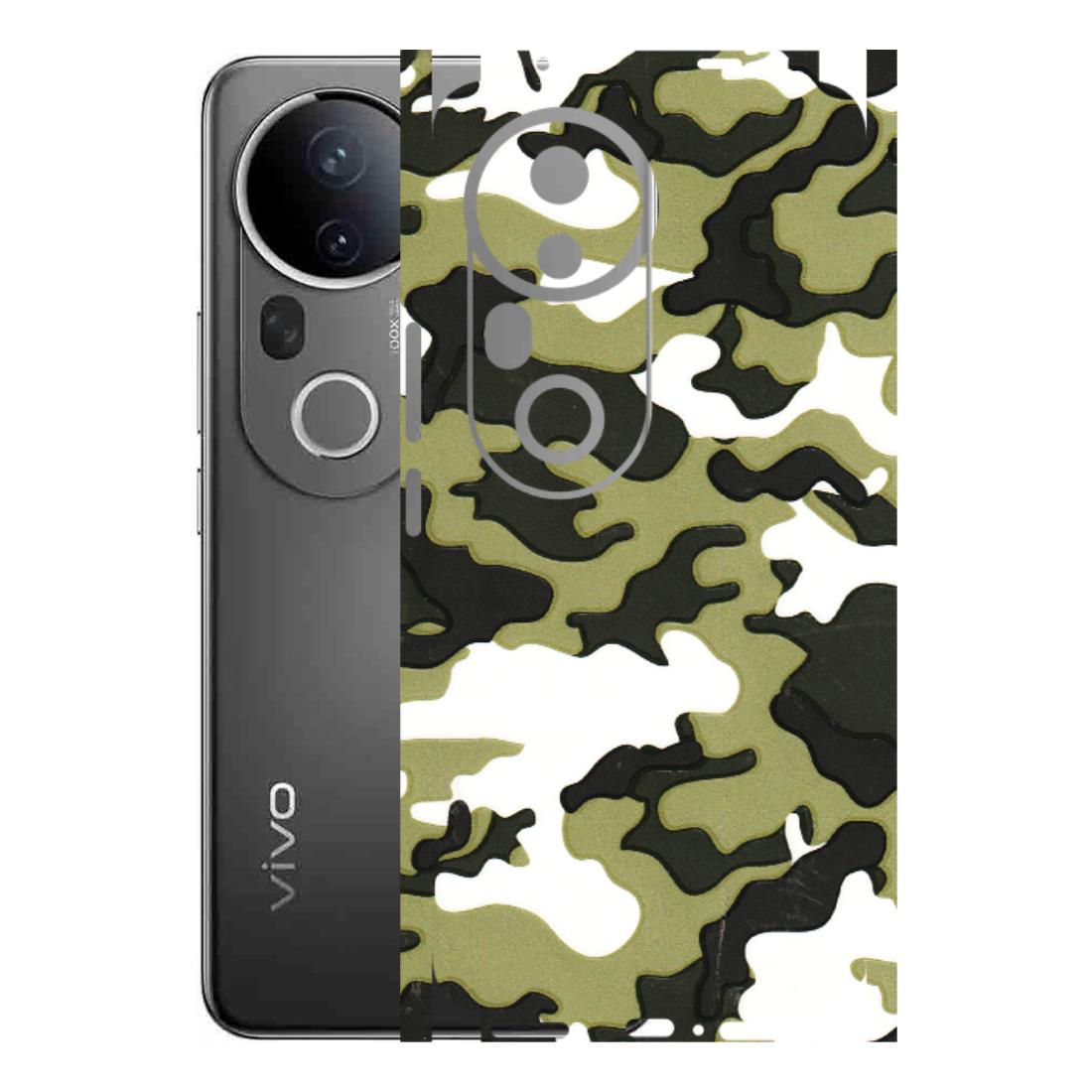VIVO Z/V/X/T/U/S Series Phone Skins (All Models) - Camouflages White And Green - 3D Embossed Finish (L-243) Vivo T4 Ultra