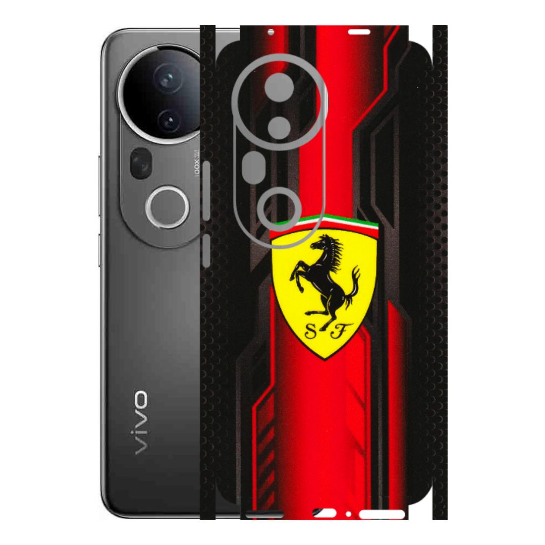 VIVO Z/V/X/T/U/S Series Phone Skins (All Models) - Black Ferrari Logo - 3D Embossed Finish (L-253) Vivo T4 Ultra