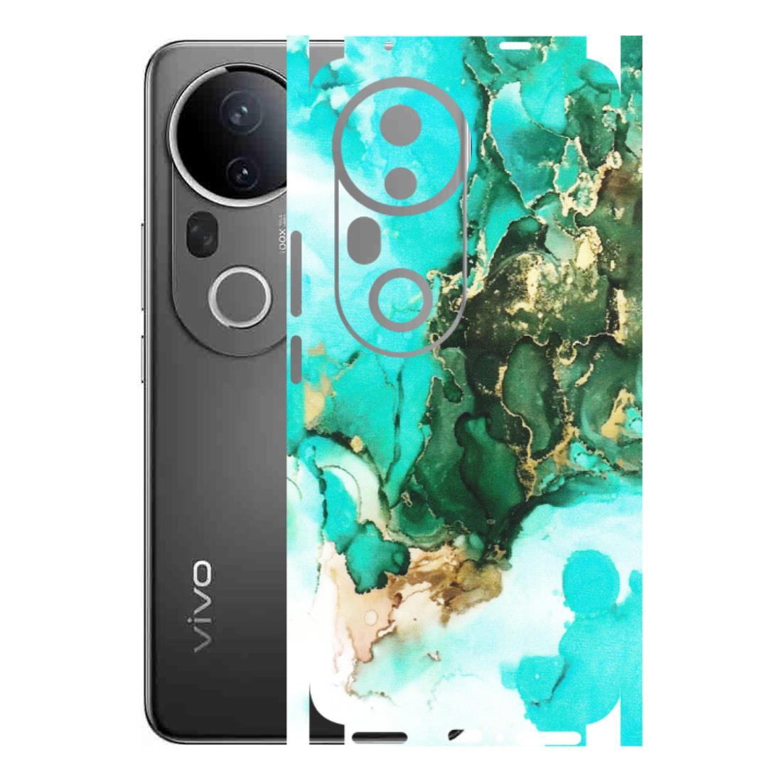 VIVO Z/V/X/T/U/S Series Phone Skins (All Models) - The Blue Gold Marble - Matte Finish (M-124) Vivo T4 Ultra