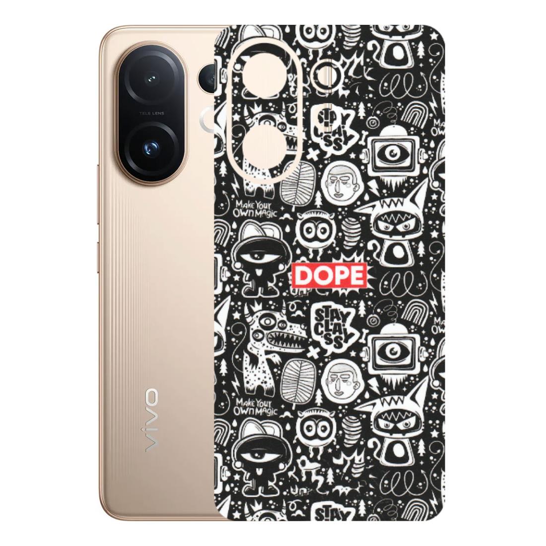 VIVO Z/V/X/T/U/S Series Phone Skins (All Models) - Dope Stay Classy Black Doodles - Matte Finish (M-126) Vivo T4 pro