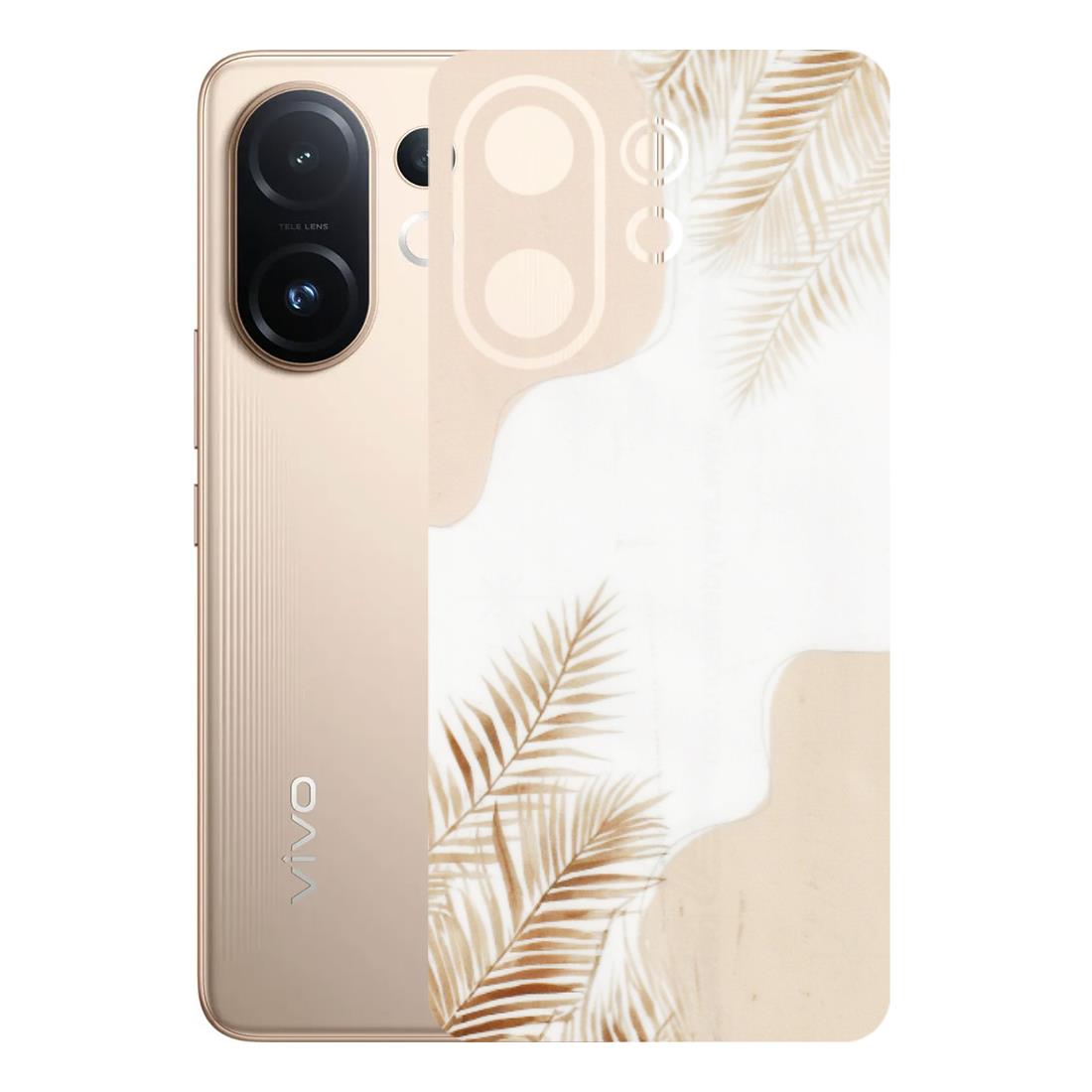 VIVO Z/V/X/T/U/S Series Phone Skins (All Models) - Gold Petals Abstract - Transparent Finish (T-08) Vivo T4 pro