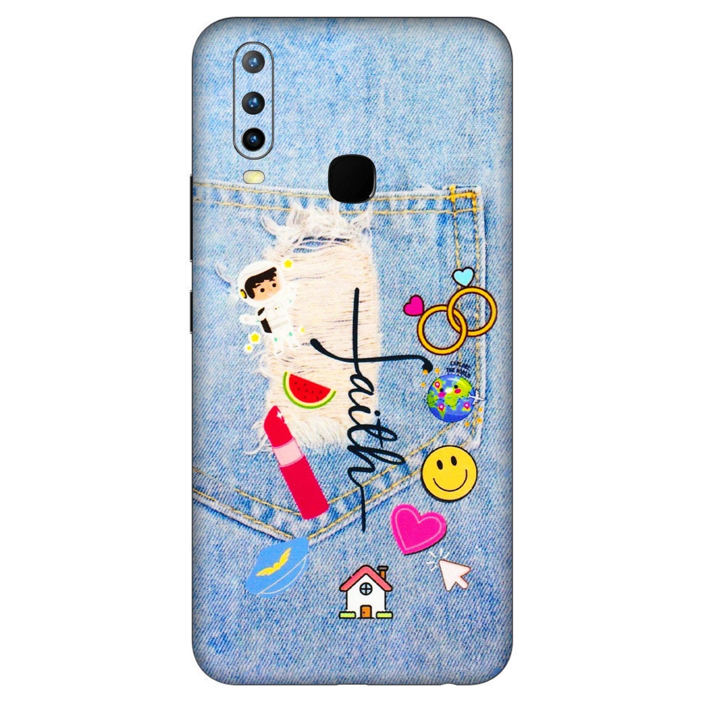 VIVO Z/V/X/T/U/S Series Phone Skins (All Models) - Denim Jeans Pocket - 3D Embossed Finish (L-134) Vivo U10