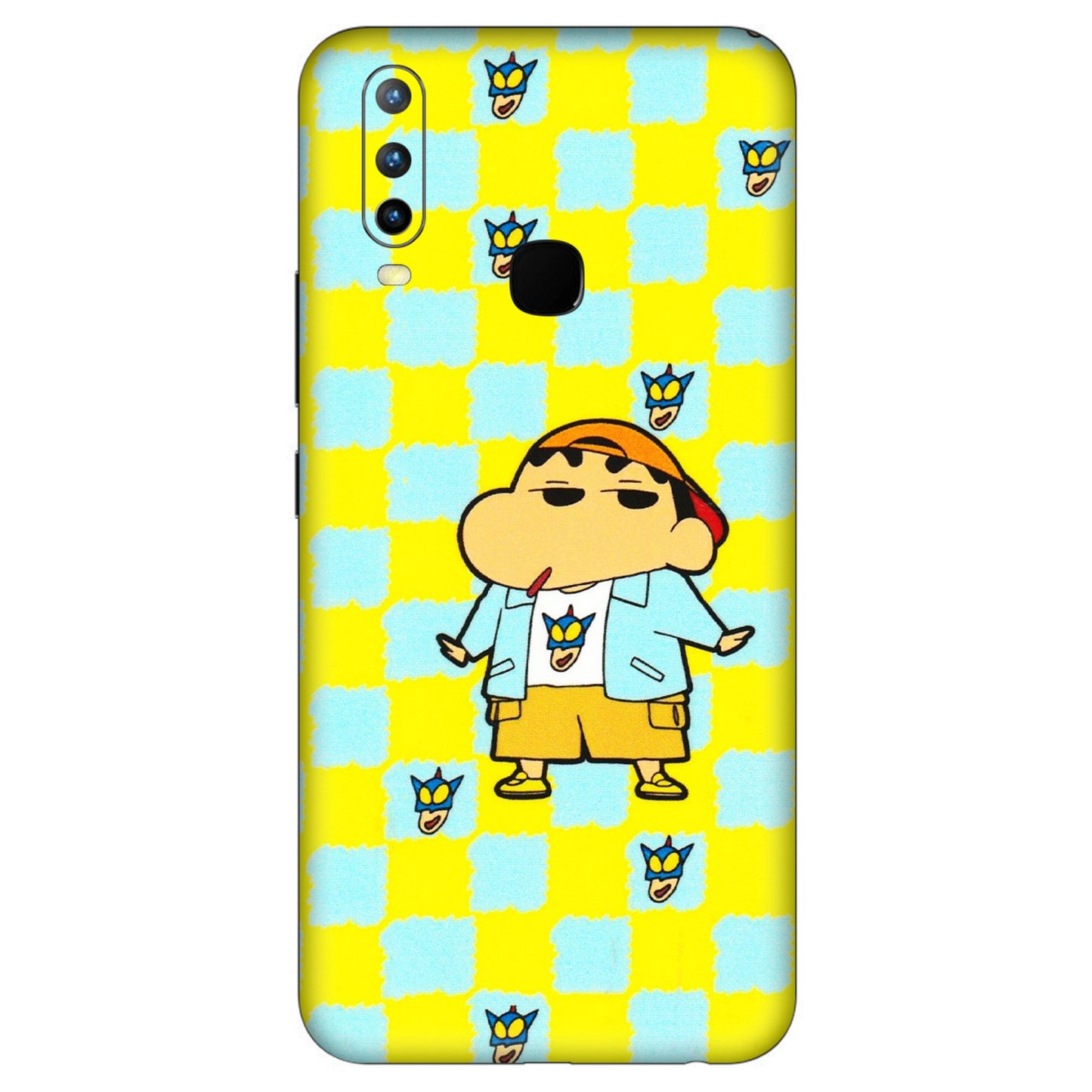 VIVO Z/V/X/T/U/S Series Phone Skins (All Models) - Yellow Blue Shinchan Cute - 3D Embossed Finish (L-221) Vivo U10