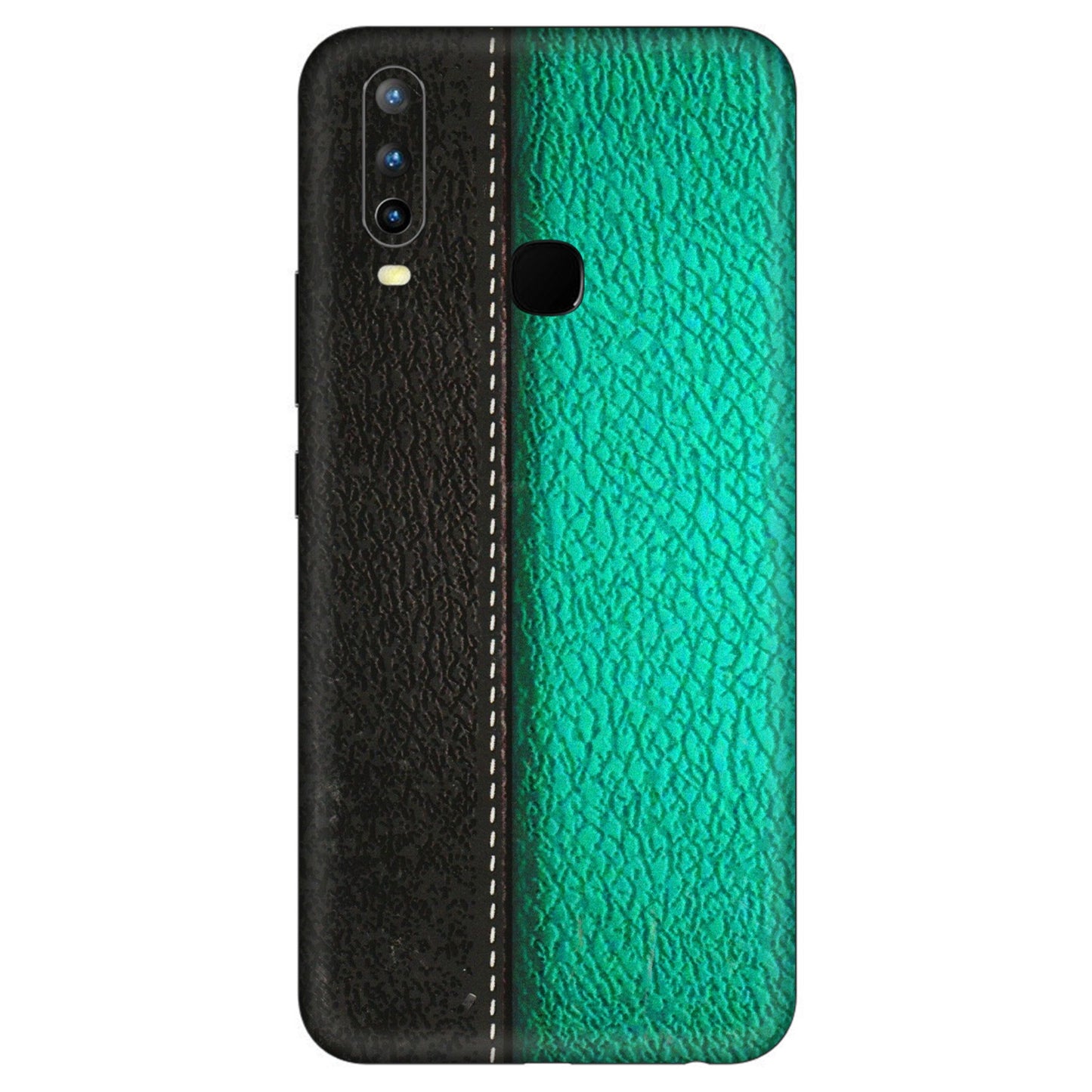 VIVO Z/V/X/T/U/S Series Phone Skins (All Models) - Black Green Dual Leather Stich - 3D Embossed Finish (L-233) Vivo U10