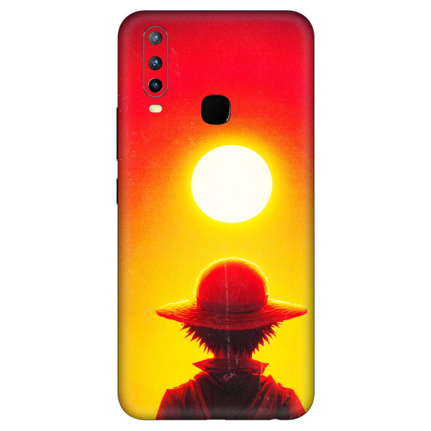 VIVO Z/V/X/T/U/S Series Phone Skins (All Models) - Cool Sunset With Monkey D.Luffy Anime - 3D Embossed Finish (L-329) Vivo U10
